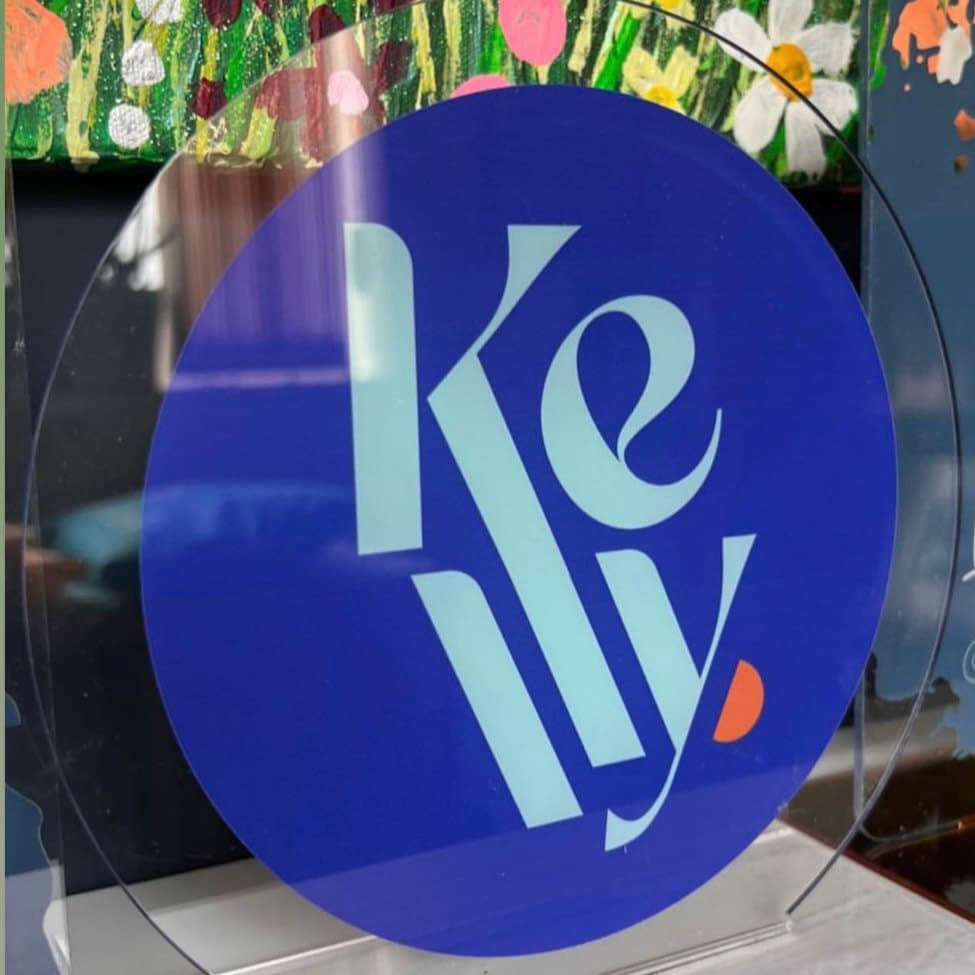 Round Logo Desktop Business Sign Plaque | Desk Name Plate | Reception Desk Sign