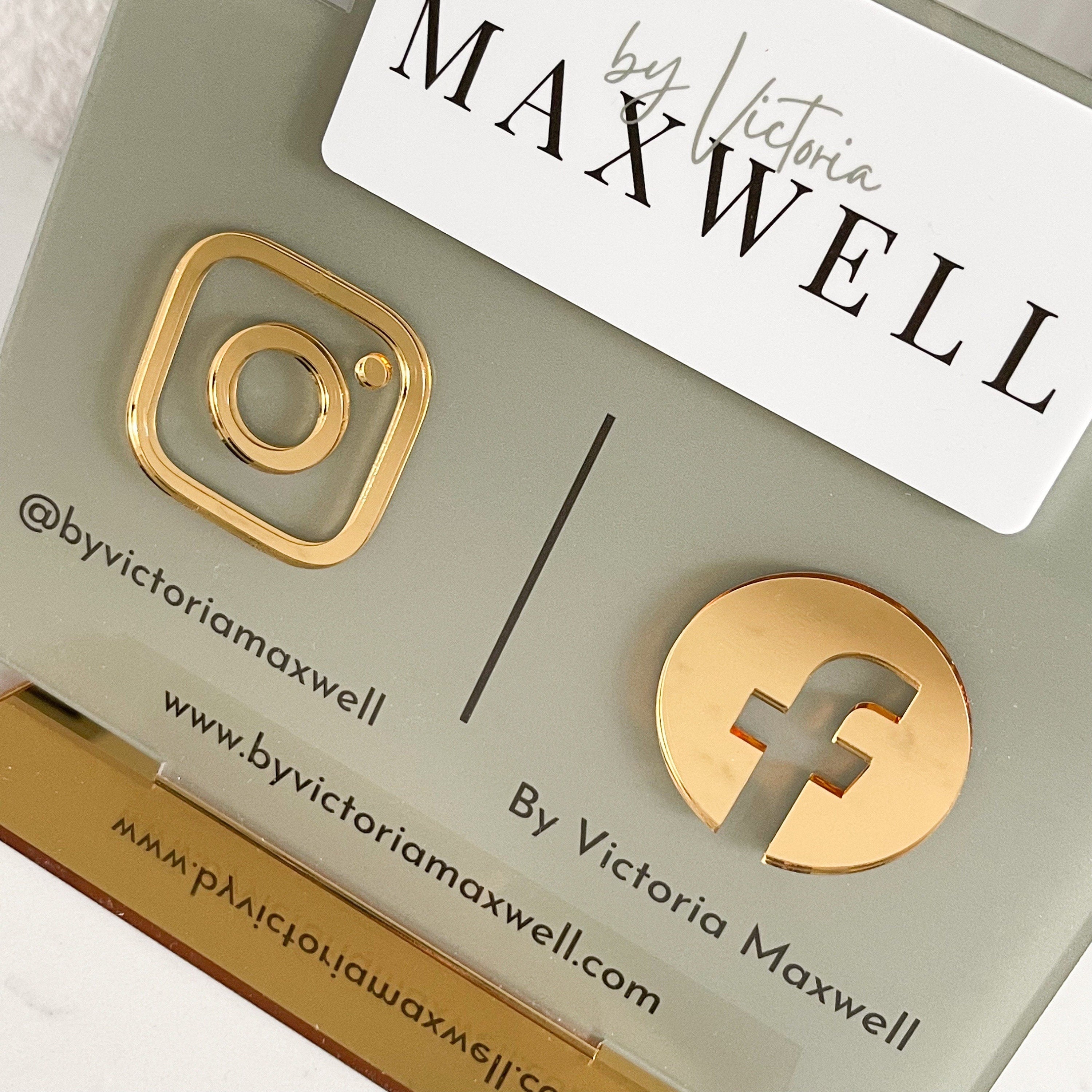 Double Icon with Logo Business Social Media Sign | Salon Sign | Beauty Sign | Hairdressers Beautician Sign