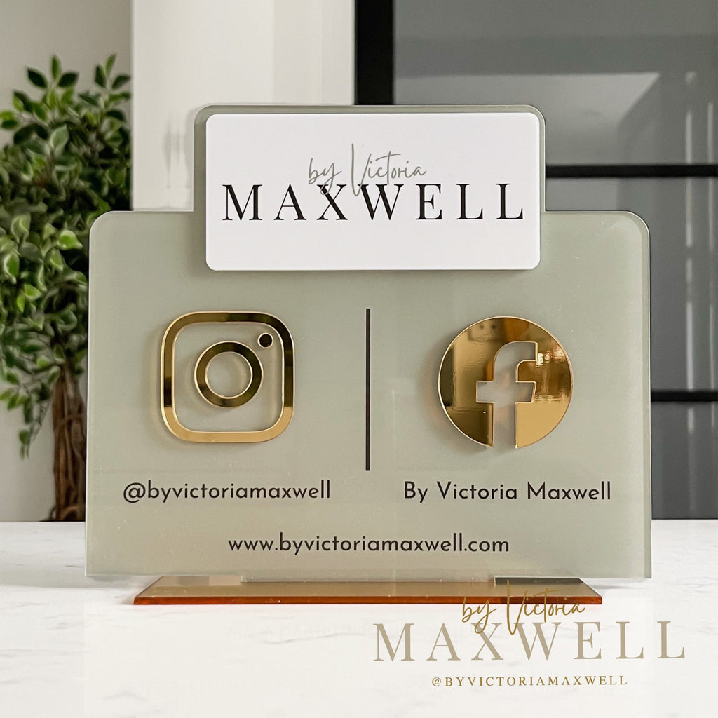 Double Icon with Logo Business Social Media Sign | Salon Sign