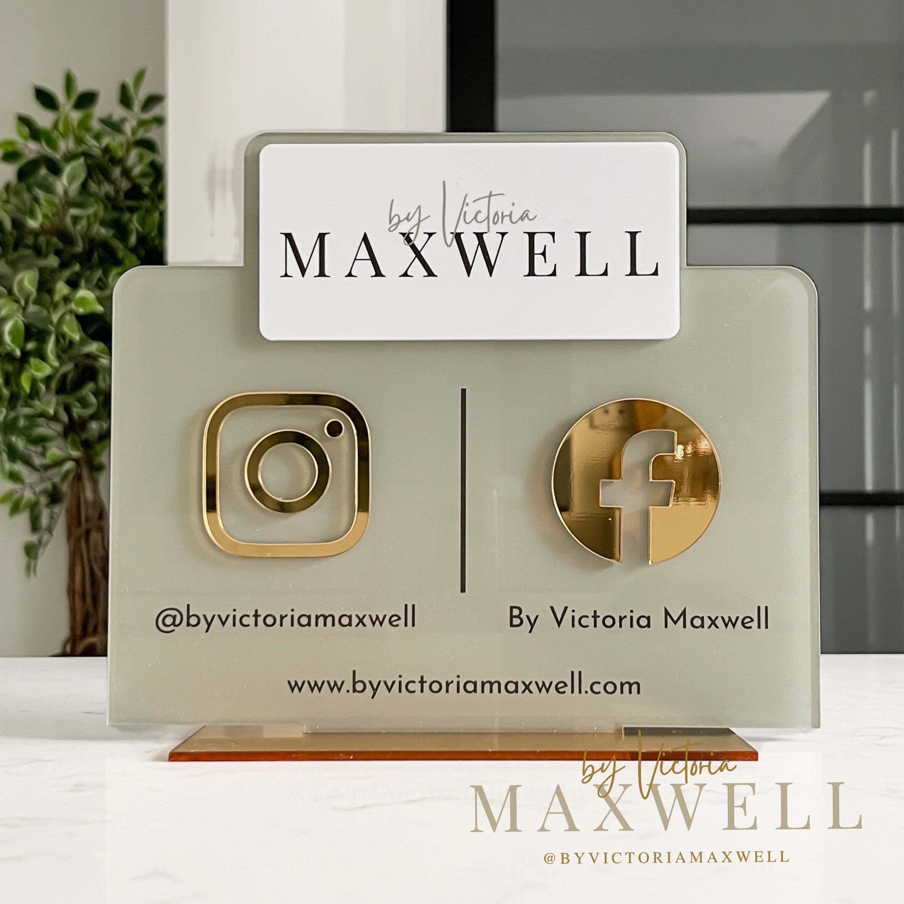 Double Icon with Logo Business Social Media Sign | Salon Sign