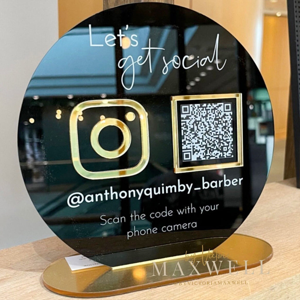Circle QR Code Sign for Businesses Acrylic Plaque Instagram Sign
