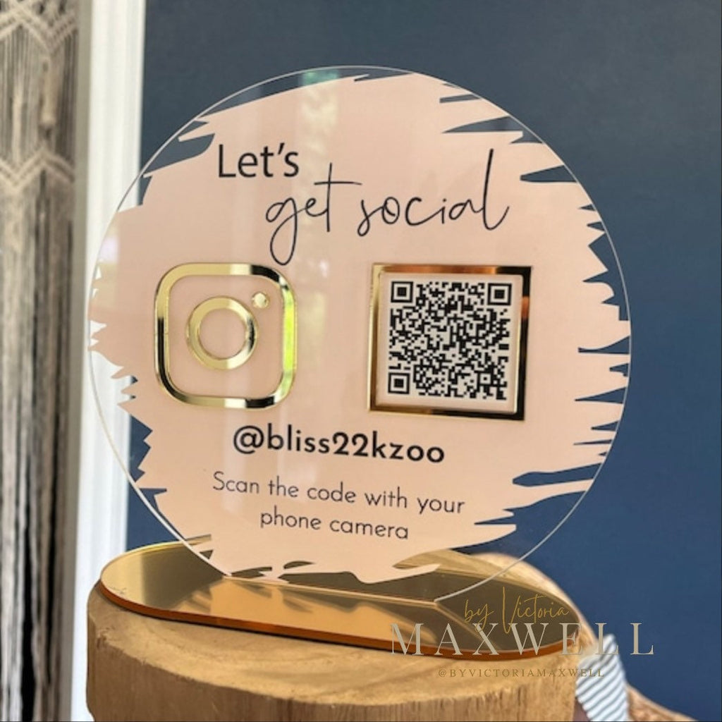 Acrylic Business Social Media QR Code Sign | Salon Sign | Beauty Sign | Beautician Sign