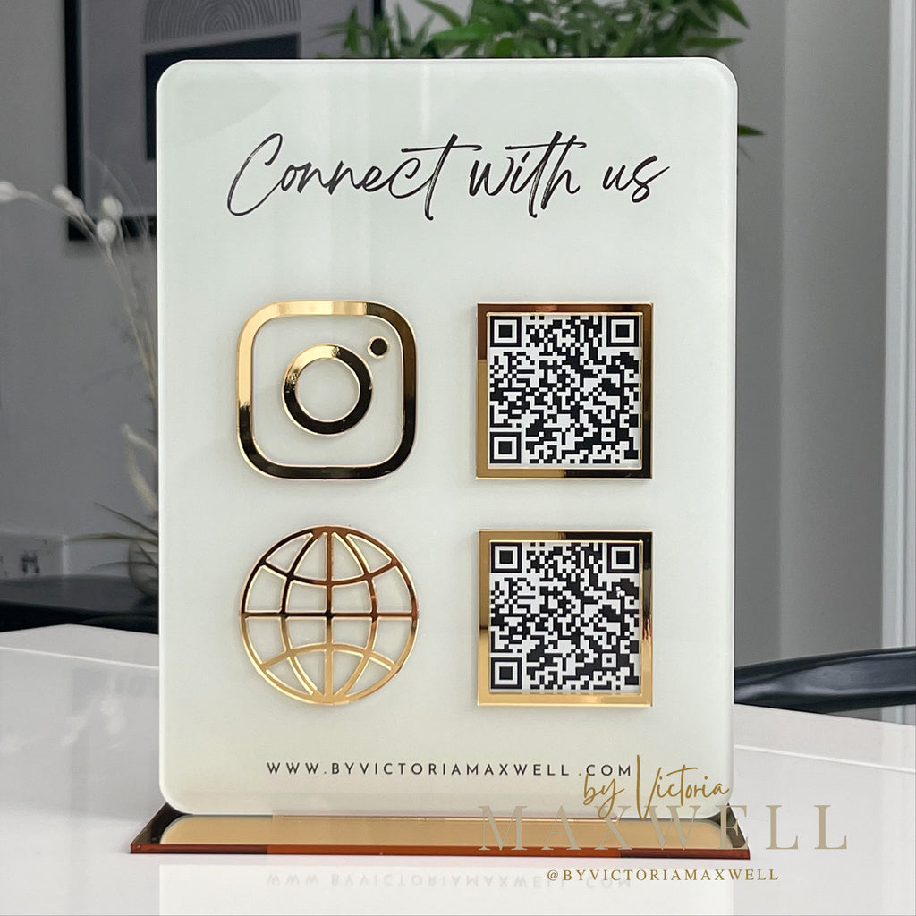 Double QR Code Business Instagram Facebook Social Media Sign | Salon Sign | Beauty Sign QR Code Sign