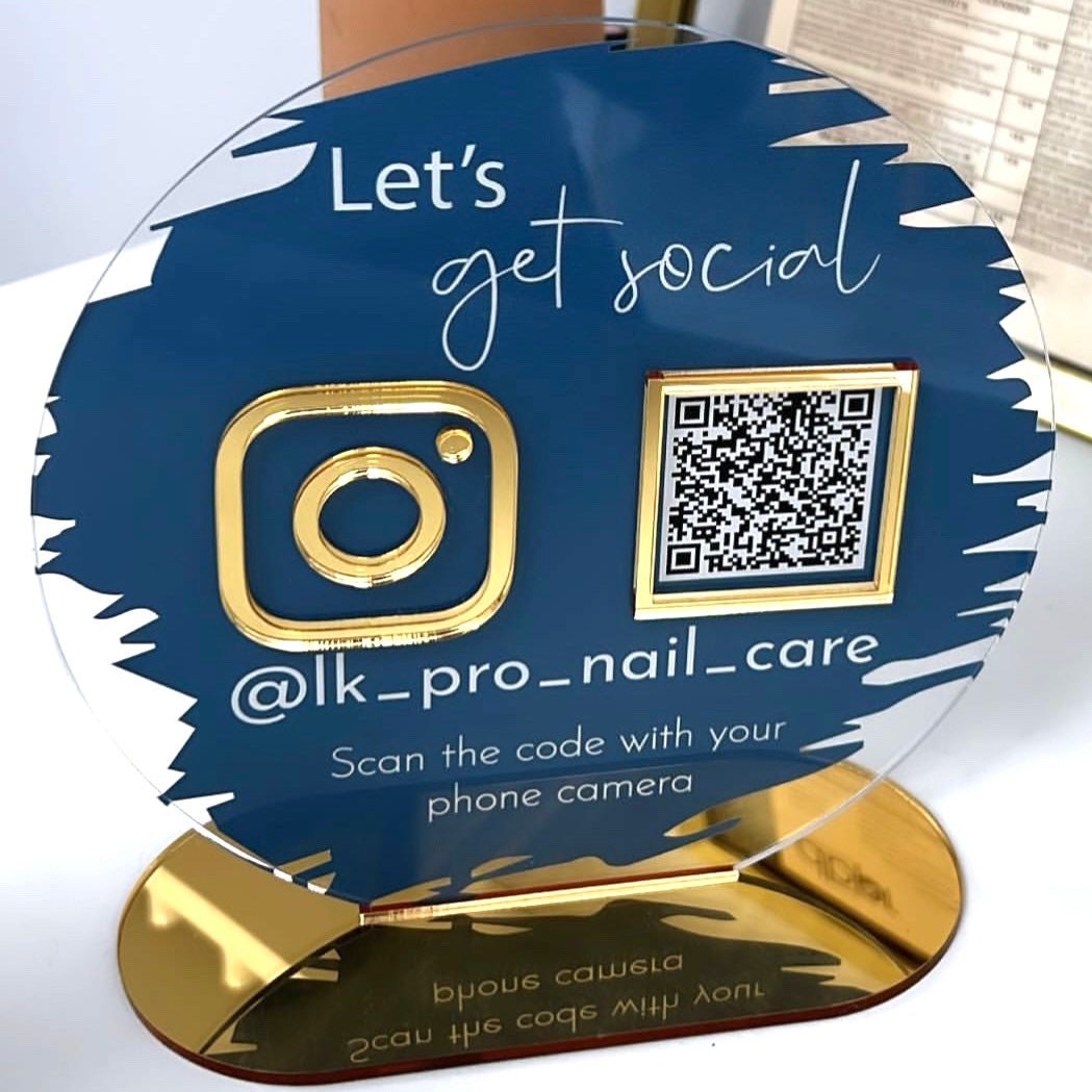 Acrylic Business Social Media QR Code Sign | Salon Sign | Beauty Sign | Beautician Sign