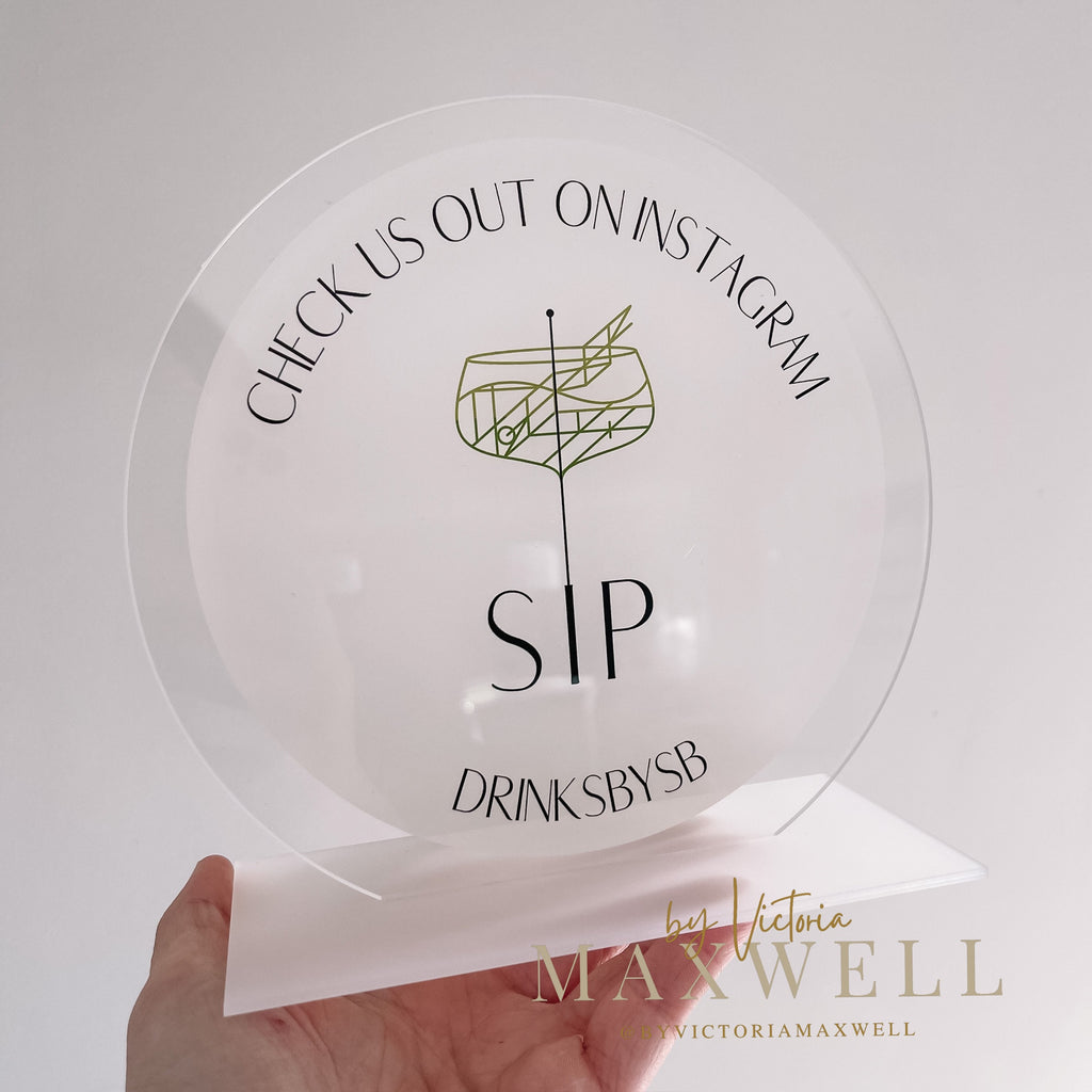 Round Logo Desktop Business Sign Plaque | Desk Name Plate | Reception Desk Sign