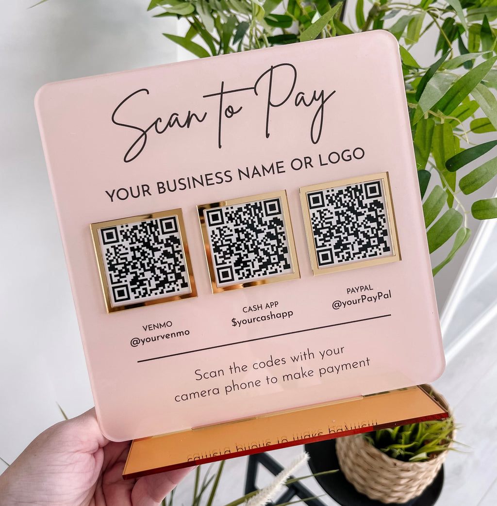 Multi QR Code Business Instagram Facebook Social Media Sign | Salon Sign | Beauty Sign | Hairdressers Beautician Sign