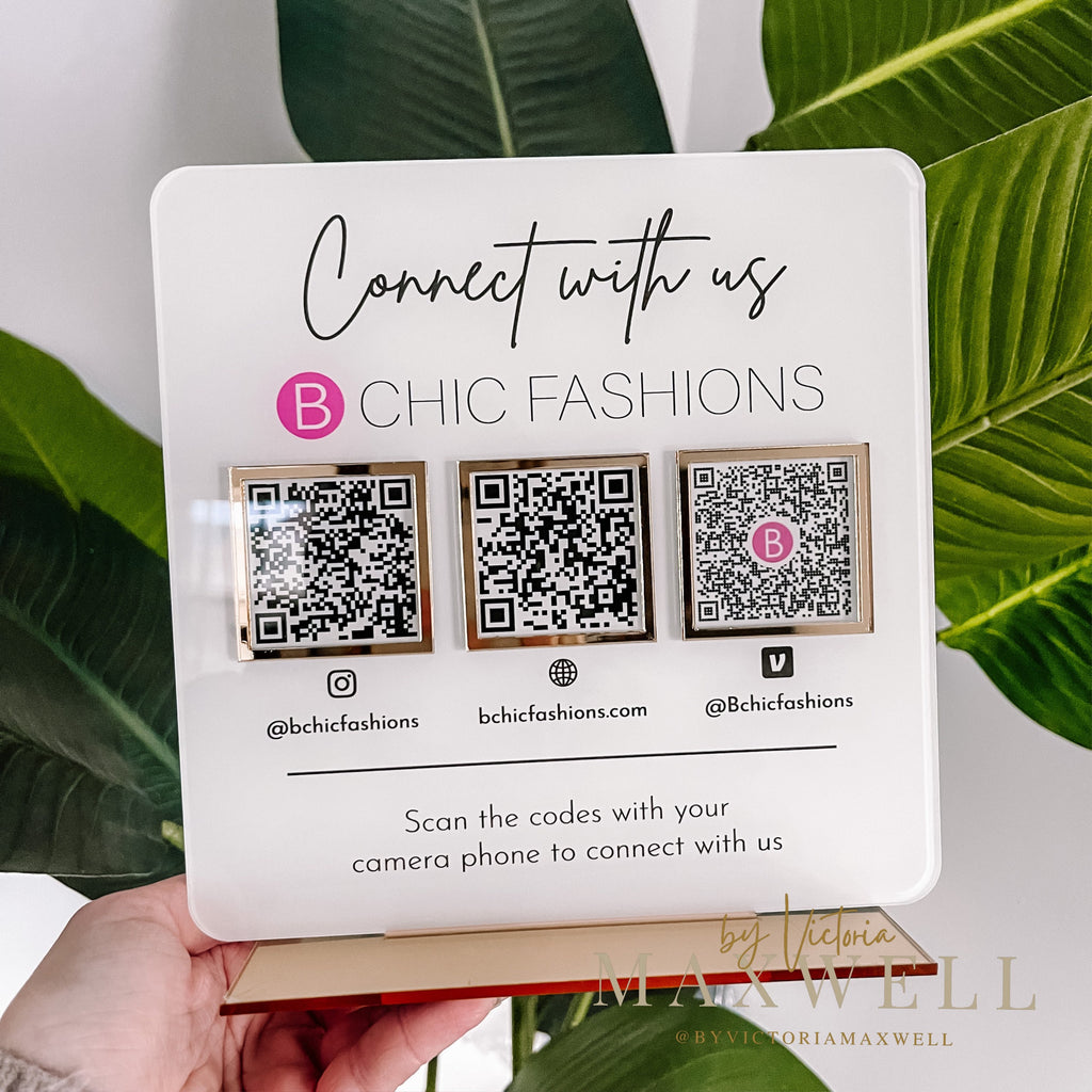 Multi QR Code Business Instagram Facebook Social Media Sign | Salon Sign | Beauty Sign | Hairdressers Beautician Sign