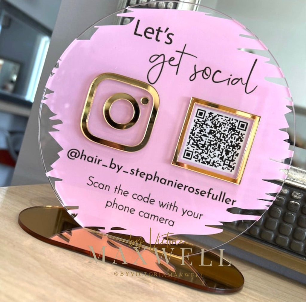 Acrylic Business Social Media QR Code Sign | Salon Sign | Beauty Sign | Beautician Sign