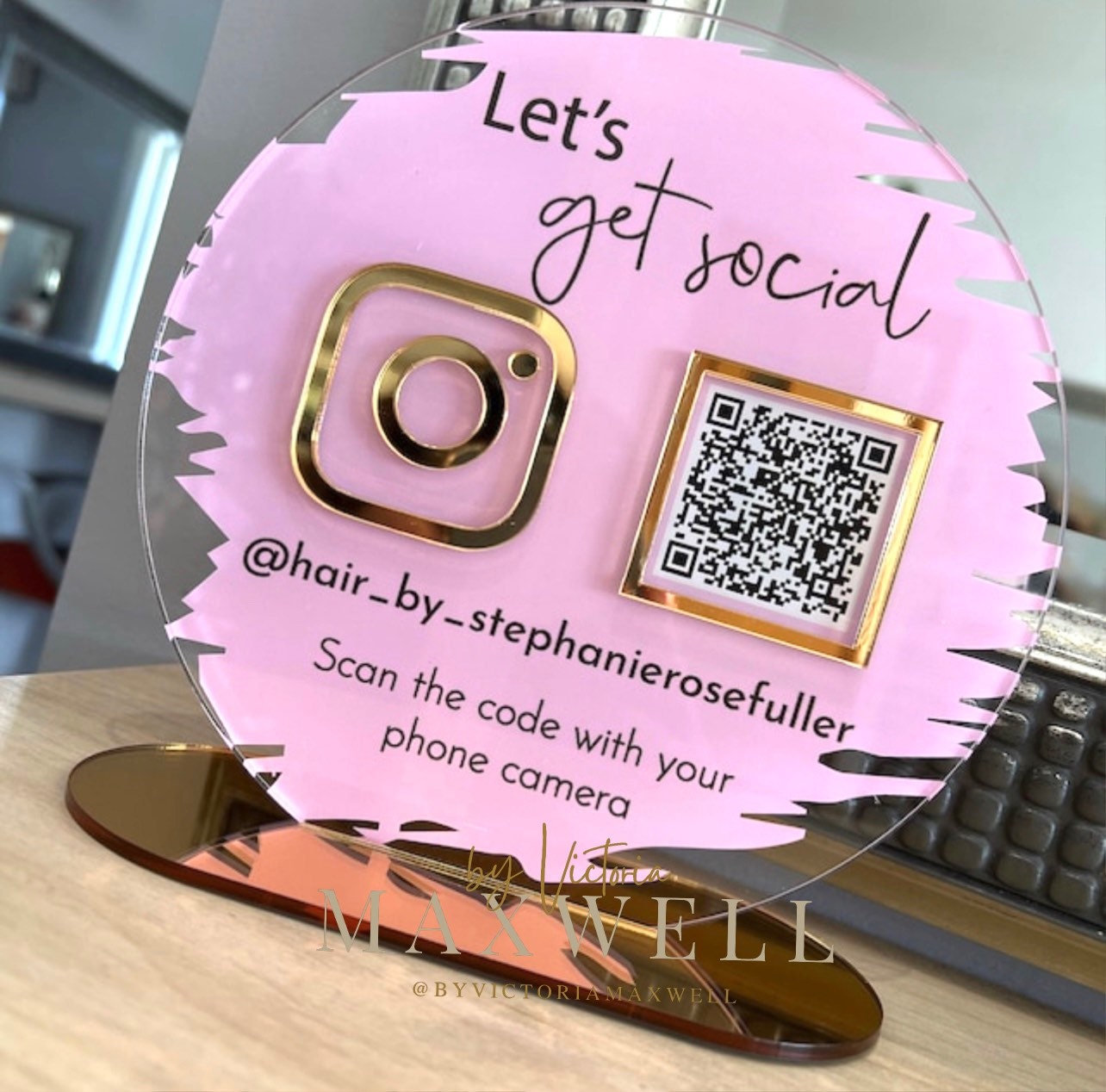 Acrylic Business Social Media QR Code Sign | Salon Sign | Beauty Sign | Beautician Sign
