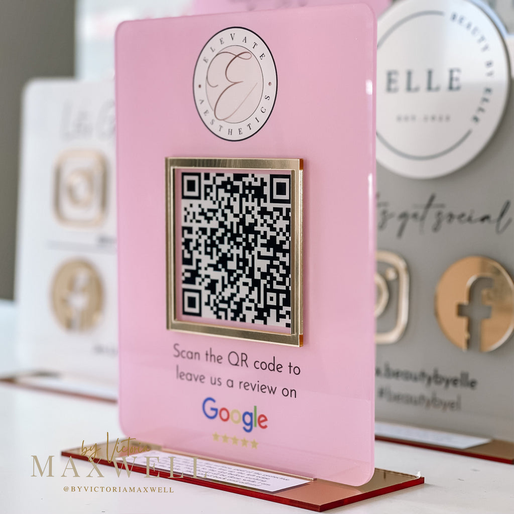 Business Review Link or Social Media QR Code | Salon Sign | Beauty Sign | Hairdressers Beautician Sign | Barcode Scan