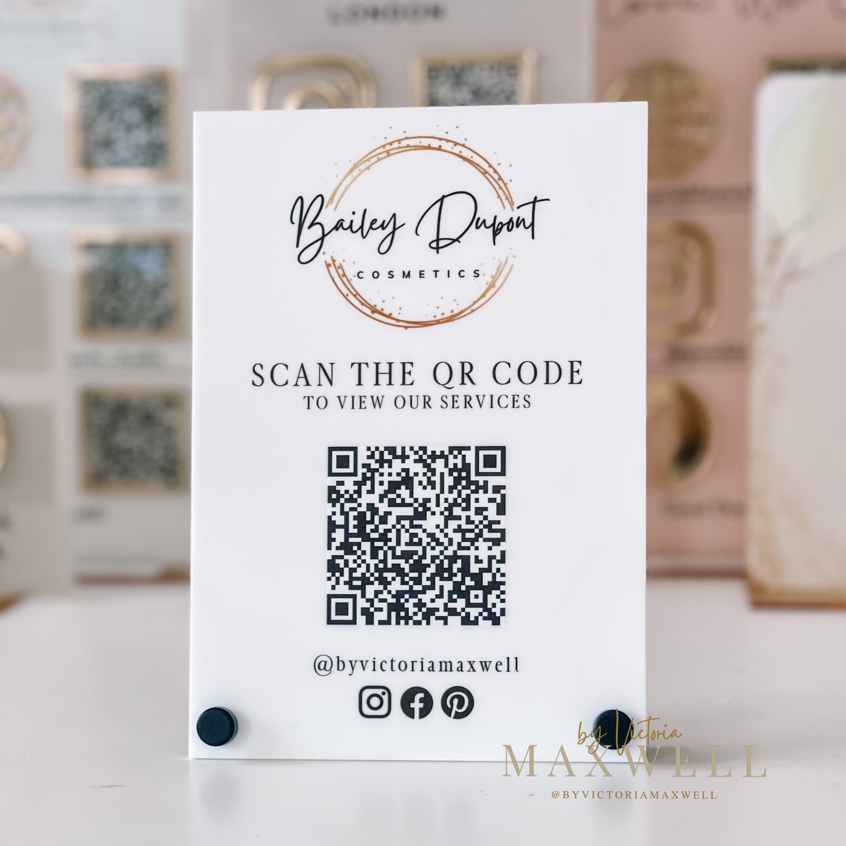 QR Code Sign | Acrylic Sign | Business Logo Sign | Social Media Sign | QR Code Signage | Review Sign Plaque | Salon Decor Sign