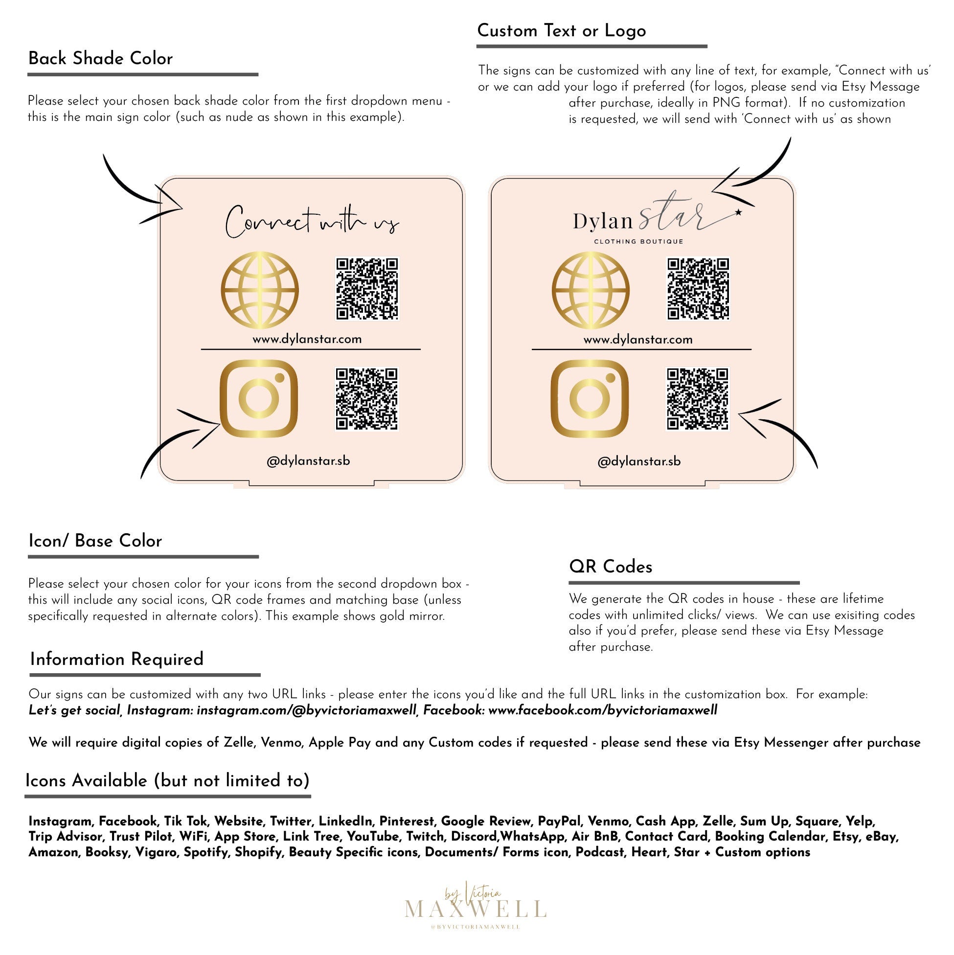 QR Code Stand Instagram Facebook Business Social Media Sign | Salon Sign