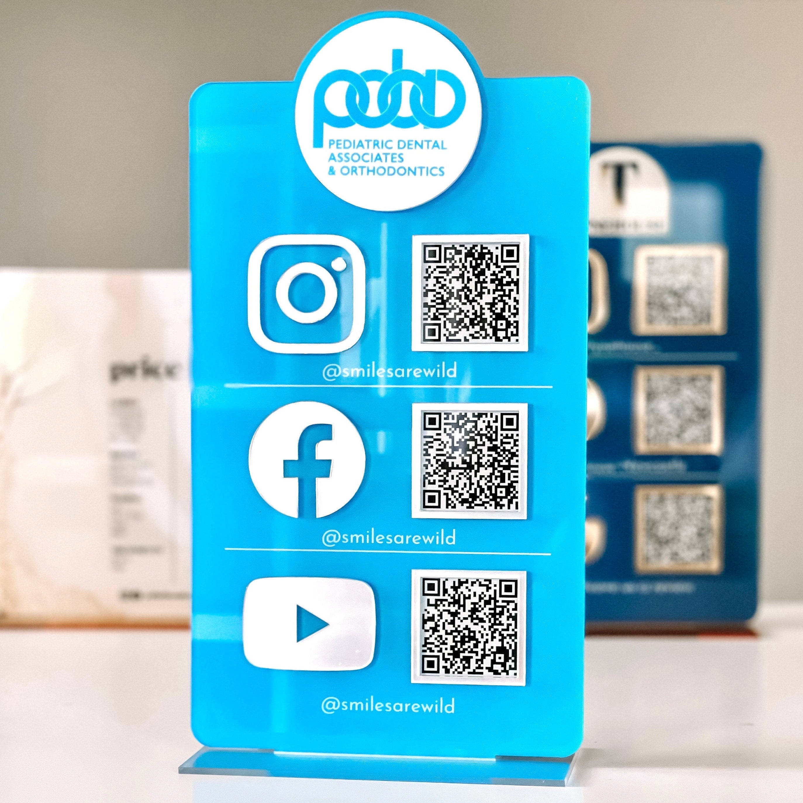 Social Media QR Code Acrylic Sign with Logo