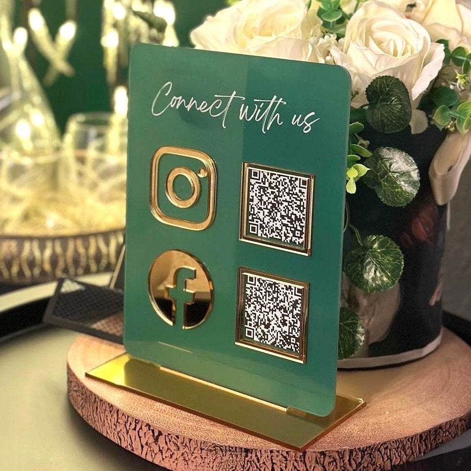 2 QR Code Business Instagram Facebook Social Media Sign | Salon Sign | Beauty QR code Sign