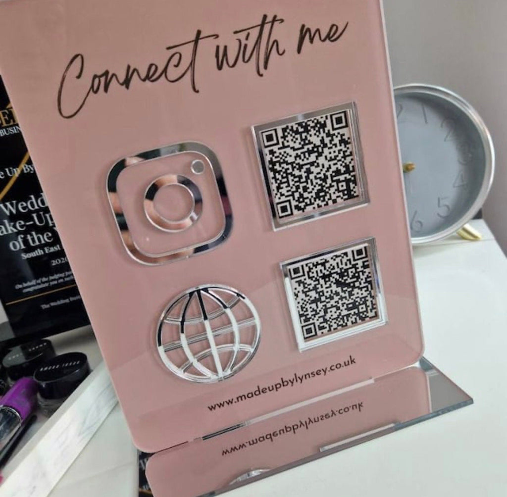 Double QR Code Business Instagram Facebook Social Media Sign | Salon Sign | Beauty QR code Sign