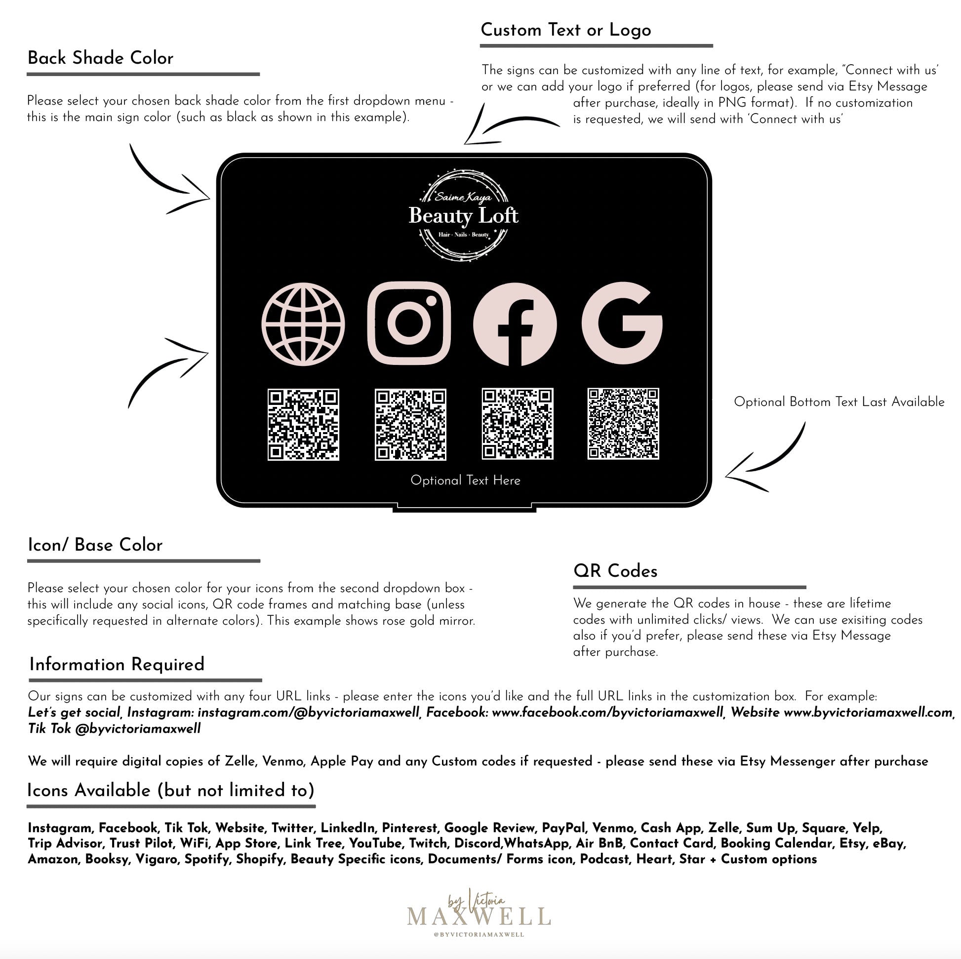 Custom QR Code Acrylic Sign | Scan to Pay Venmo Sign | Social Media | WiFi QR Code Sign | Business Payment Sign