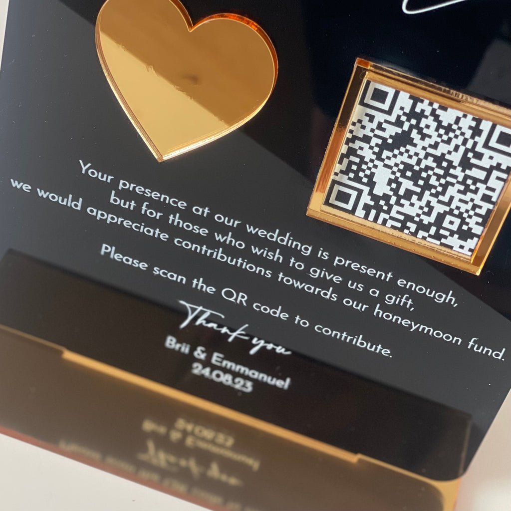 Honeymoon Fund QR code Wedding Acrylic Sign