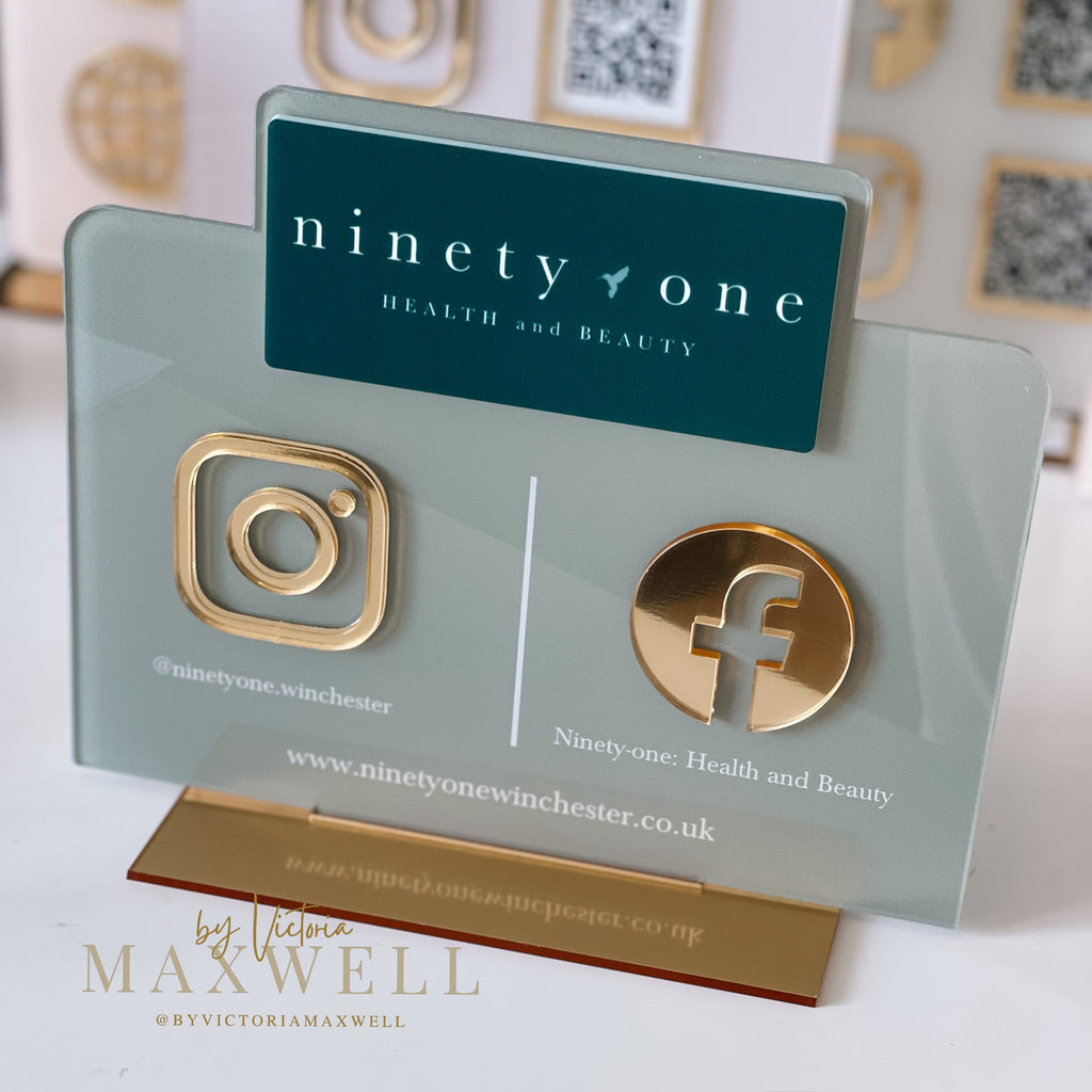 Double Icon with Logo Business Social Media Sign | Salon Sign | Beauty Sign | Hairdressers Beautician Sign