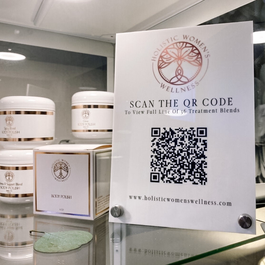 QR Code Sign | Acrylic Sign | Business Logo Sign | Social Media Sign | QR Code Signage | Review Sign Plaque | Salon Decor Sign
