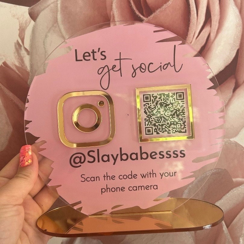 Acrylic Business Social Media QR Code Sign | Salon Sign | Beauty Sign | Beautician Sign