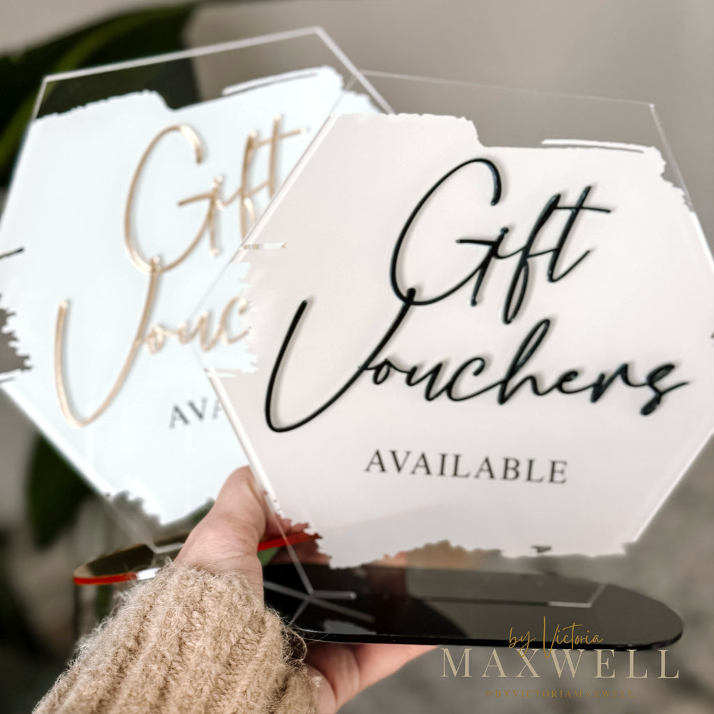 Gift Vouchers or Gift Cards Available Desktop Store Shop Sign