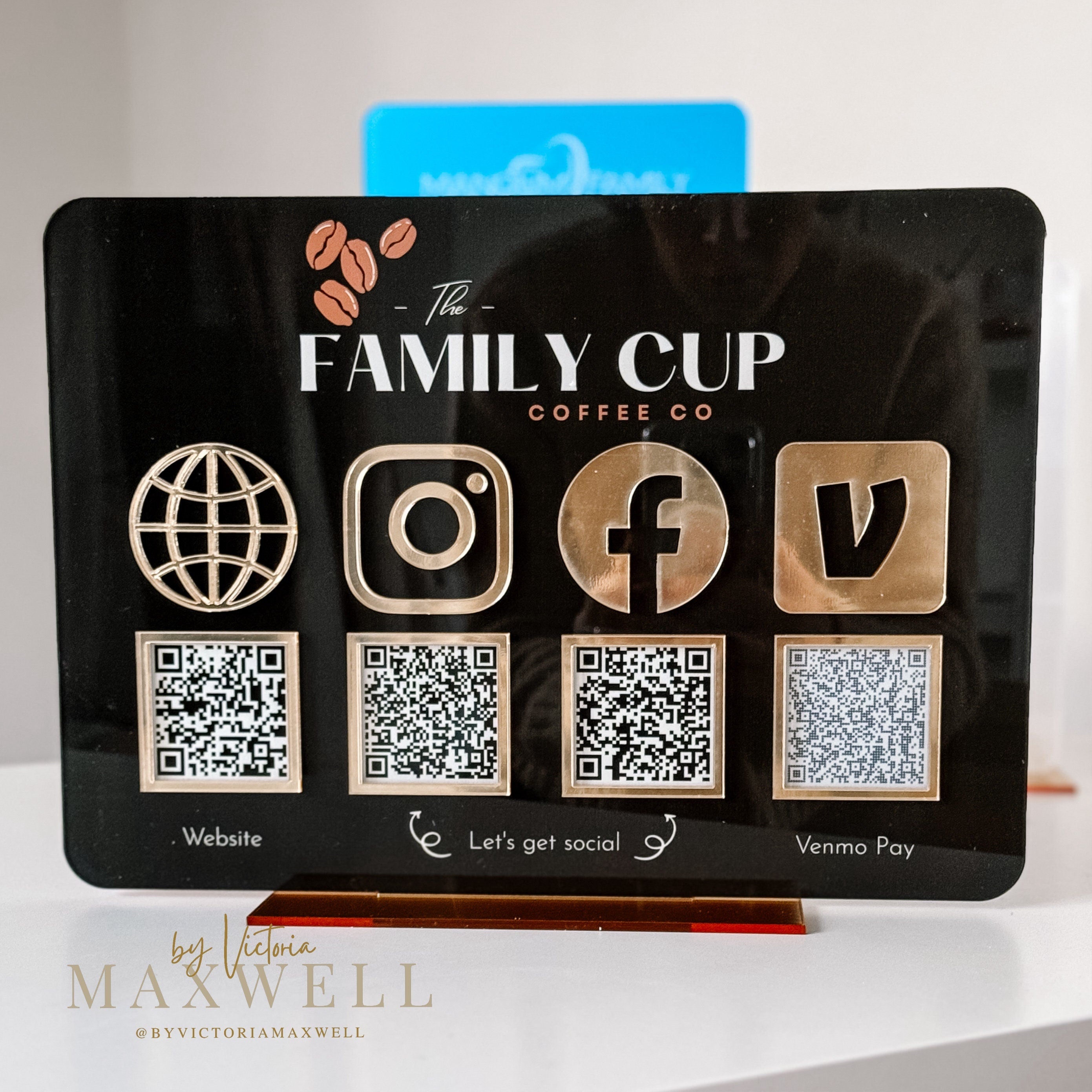 Personalised Logo 4 QR Code Acrylic Sign | Instagram Facebook Business Social Media Sign | Salon Sign | Beauty Sign | QR Code Plaque