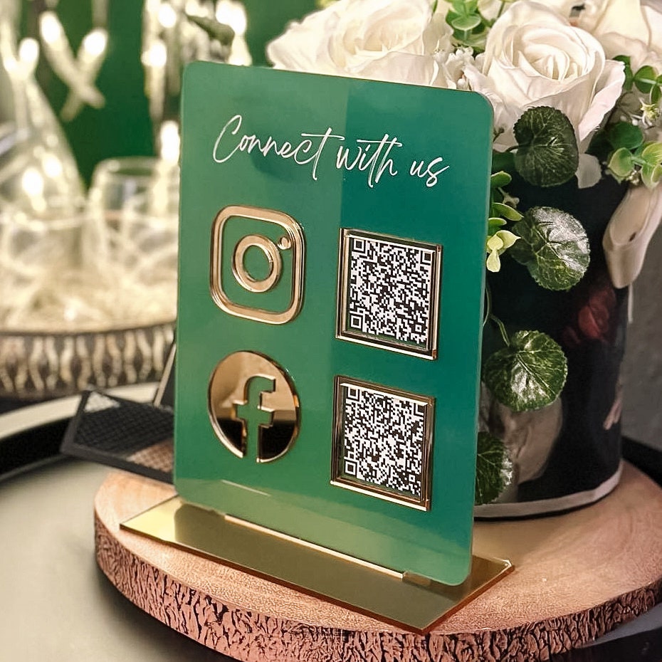 Double QR Code Business Instagram Facebook Social Media Sign | Salon Sign | Beauty Sign QR Code Sign