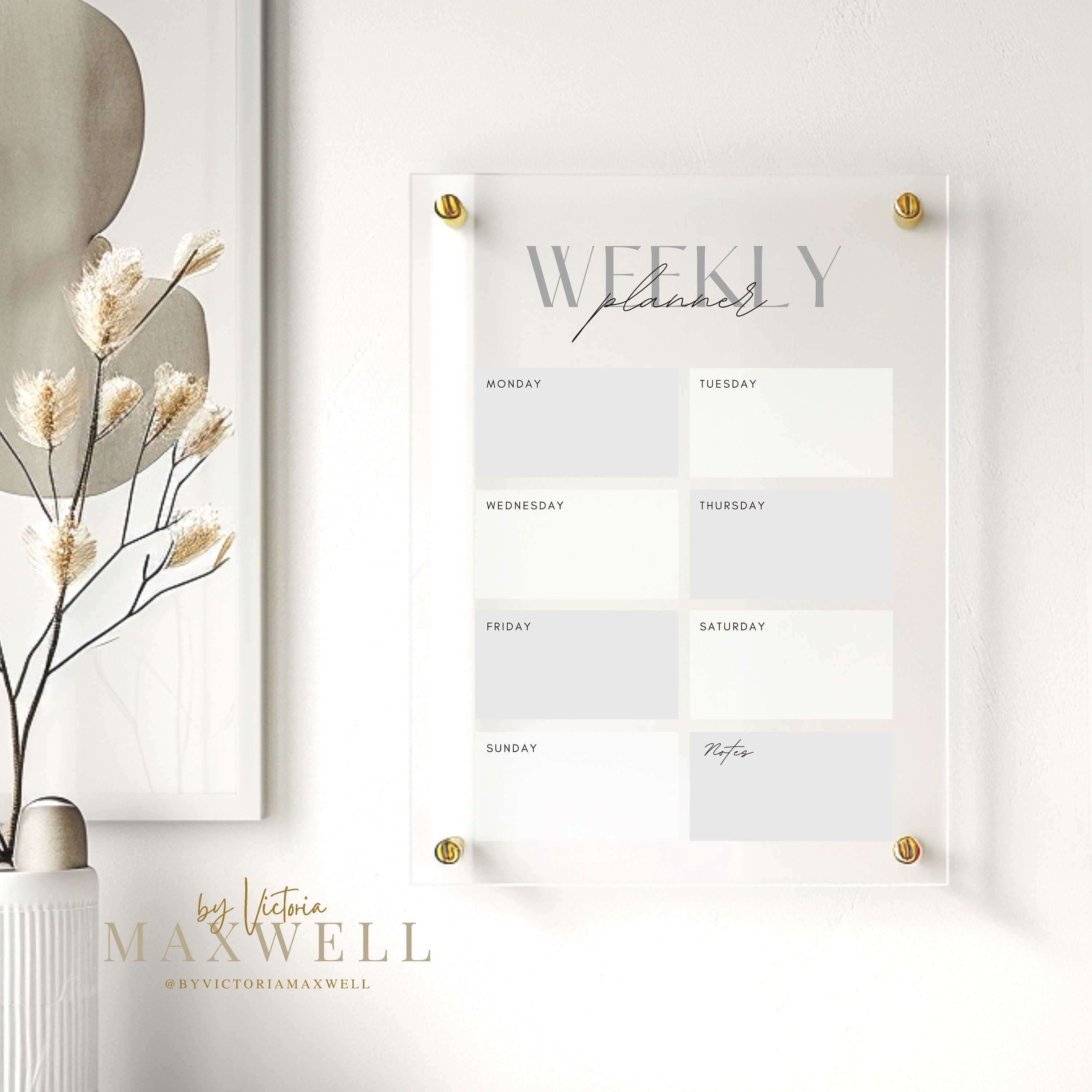 personalised acrylic wall planner, dry erase planner, wall mounted planner, large custom calendar, modern contemporary | By Victoria Maxwell - V&C Designs Ltd