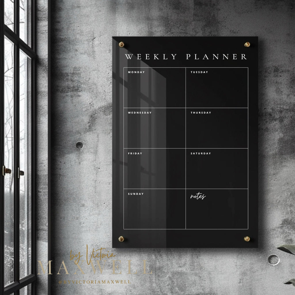 personalised acrylic wall planner, dry erase planner, wall mounted planner, large custom calendar, modern contemporary | By Victoria Maxwell - V&C Designs Ltd