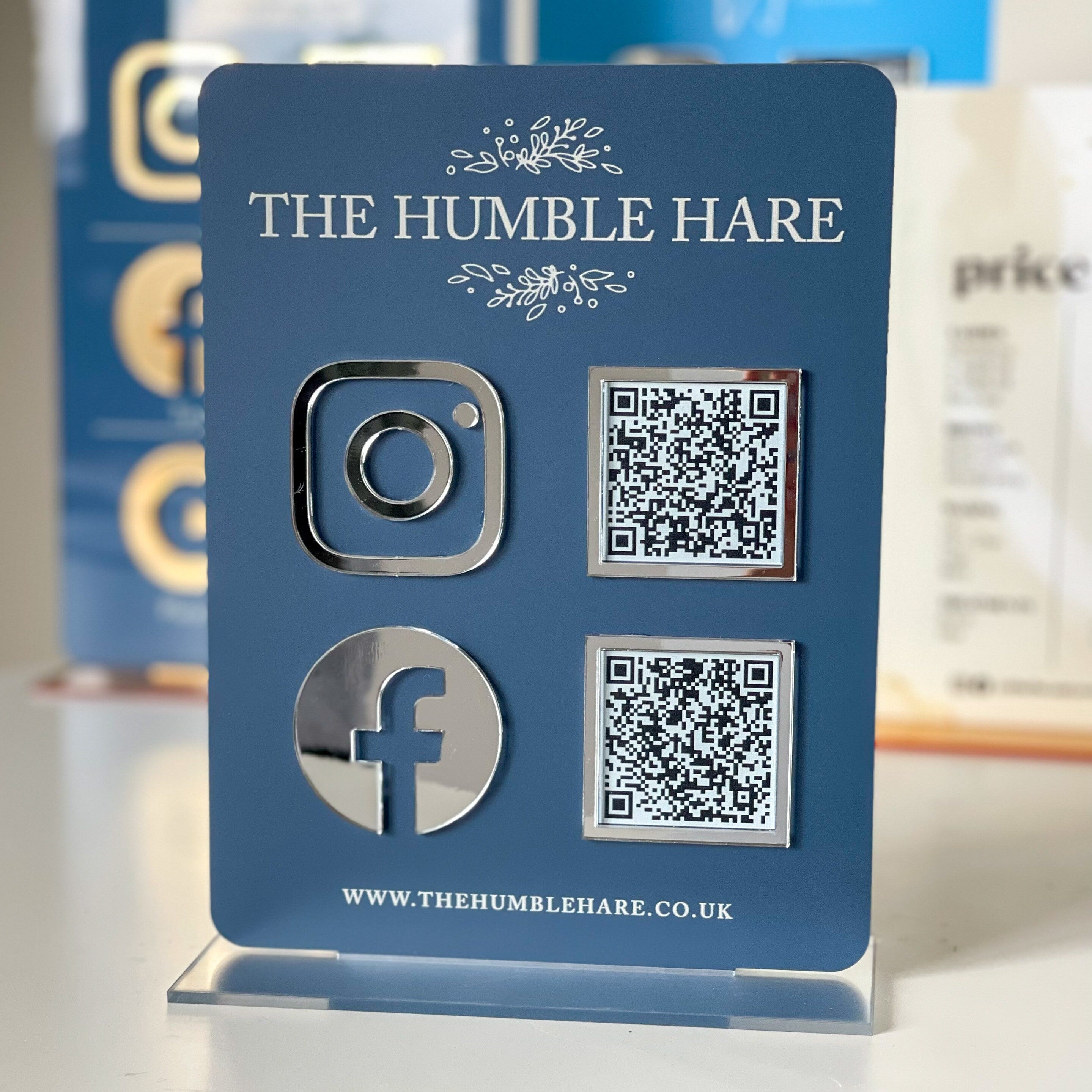 Double QR Code Business Instagram Facebook Social Media Sign | Salon Sign | Beauty Sign QR Code Sign