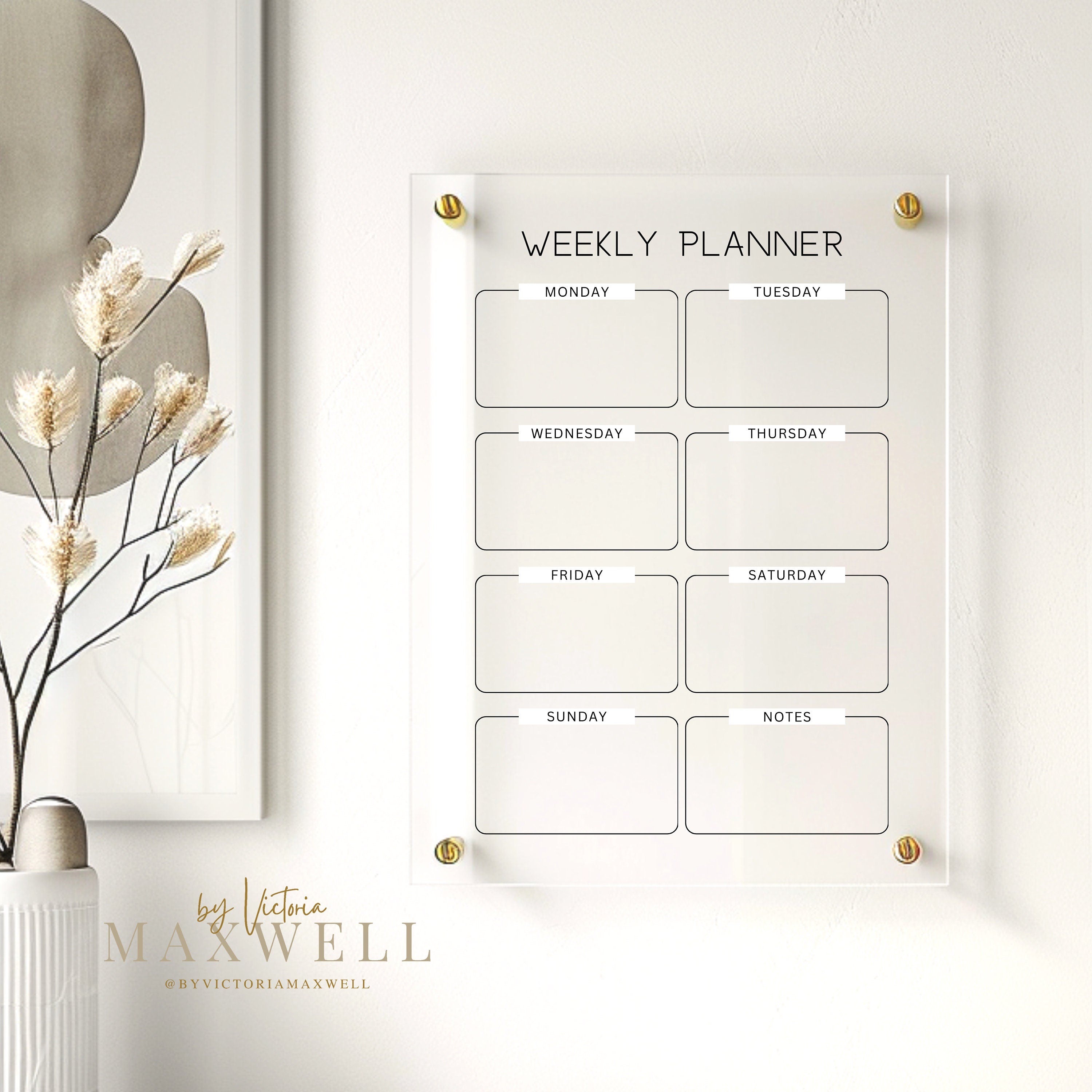 personalised acrylic wall planner, dry erase planner, wall mounted planner, large custom calendar, modern contemporary | By Victoria Maxwell - V&C Designs Ltd