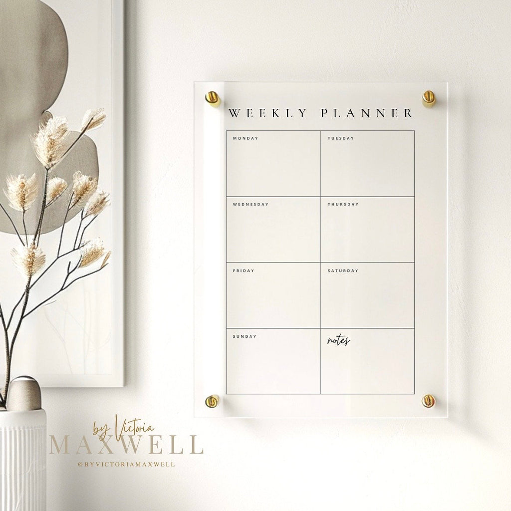 personalised acrylic wall planner, dry erase planner, wall mounted planner, large custom calendar, modern contemporary | By Victoria Maxwell - V&C Designs Ltd