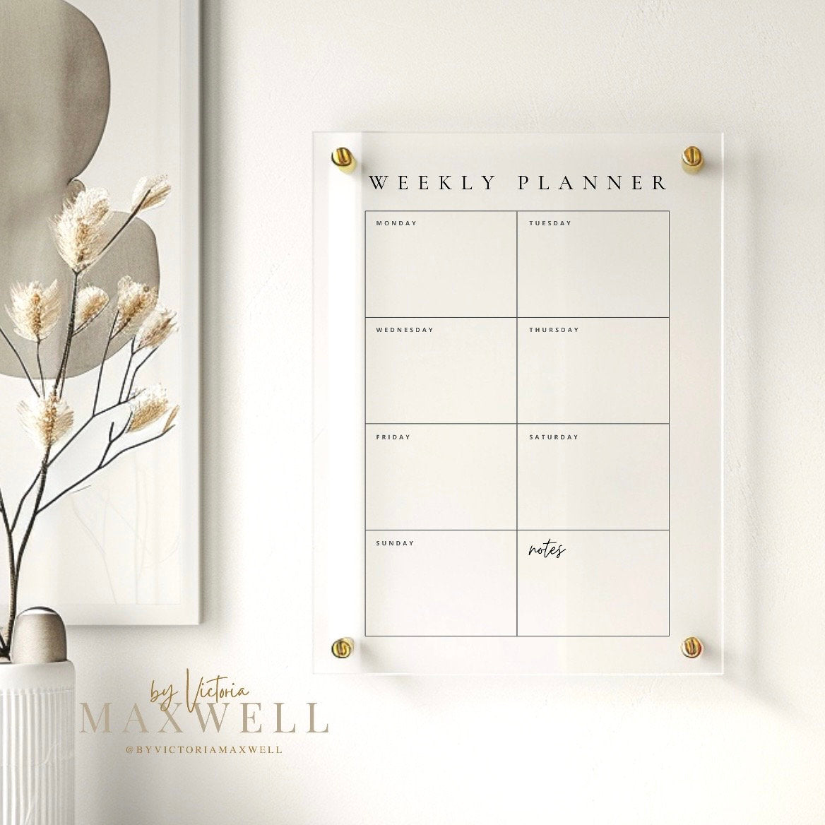 personalised acrylic wall planner, dry erase planner, wall mounted planner, large custom calendar, modern contemporary | By Victoria Maxwell - V&C Designs Ltd