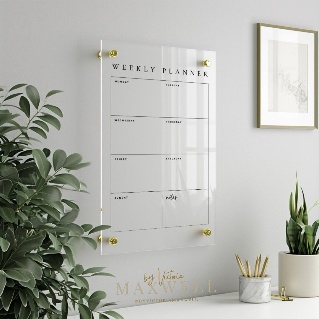 personalised acrylic wall planner, dry erase planner, wall mounted planner, large custom calendar, modern contemporary | By Victoria Maxwell - V&C Designs Ltd
