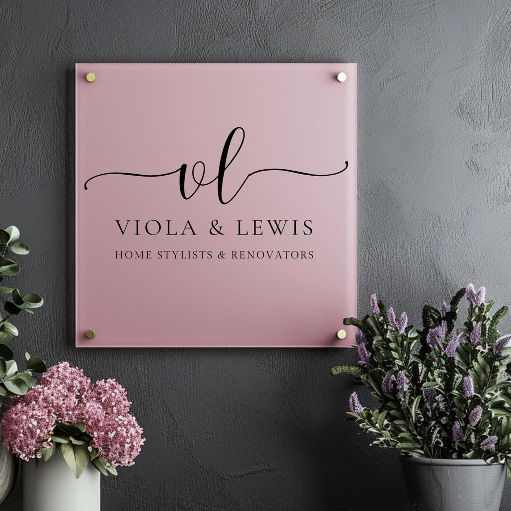 Custom Printed Acrylic Business Logo Sign: Personalized Plaque for Office, Reception, Storefront, AirBnB