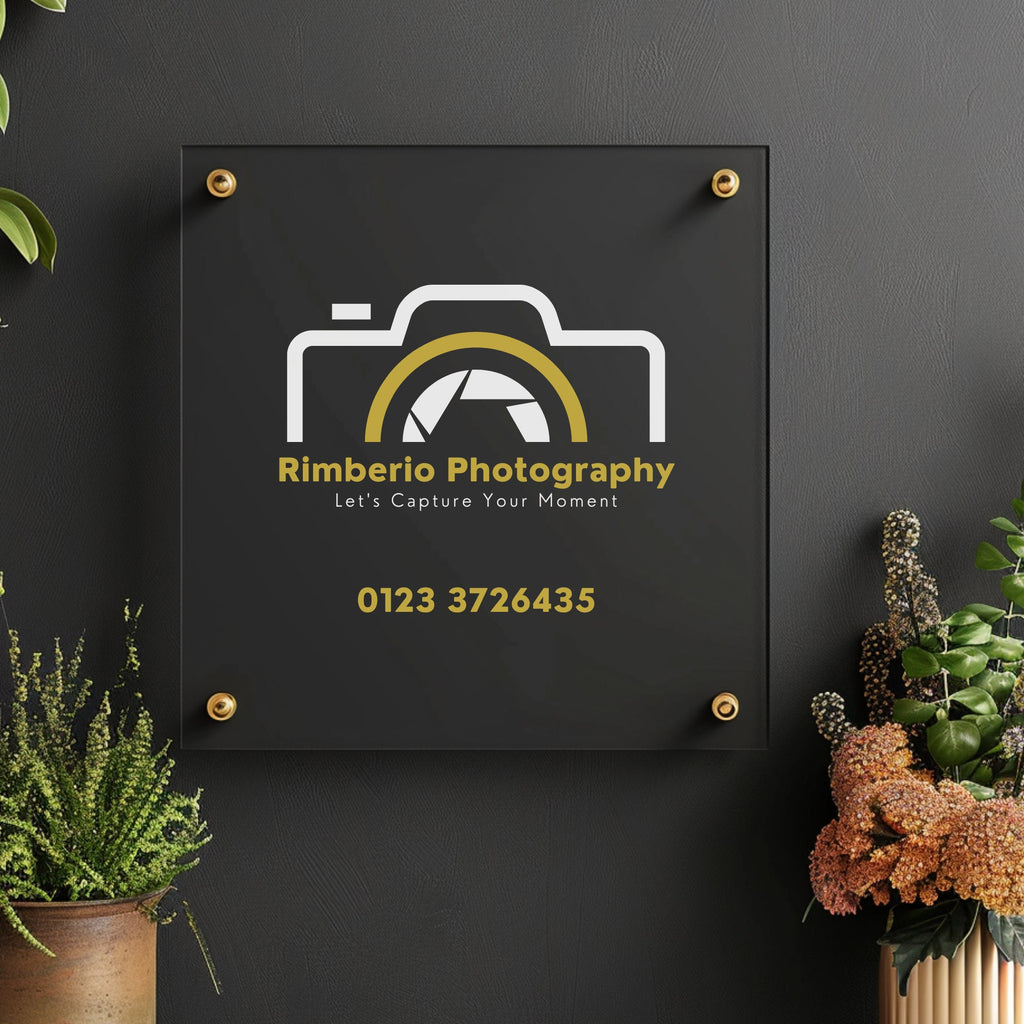 Custom Printed Acrylic Business Logo Sign: Personalized Plaque for Office, Reception, Storefront, AirBnB