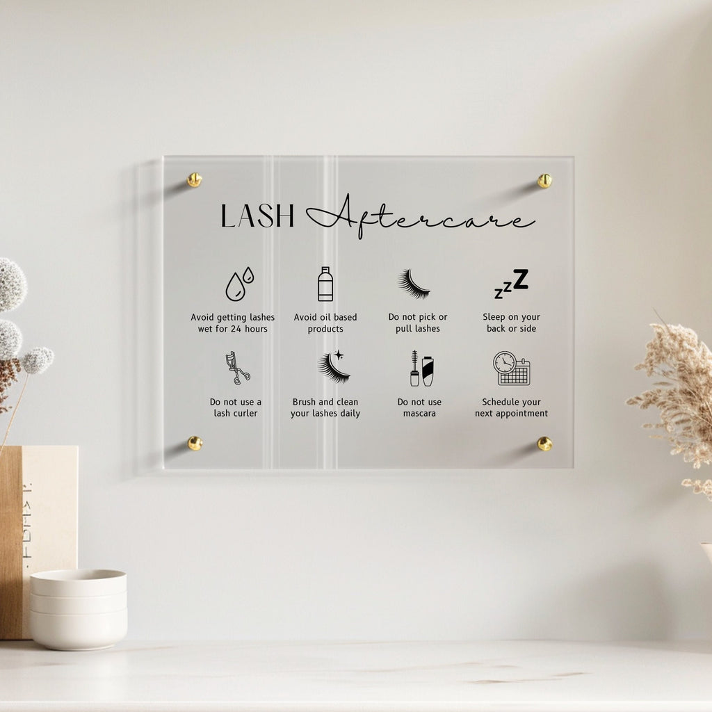 Custom Printed Lash Extension Aftercare Sign, Personalised Beauty Salon Shop Sign, Beautician Therapist Print, QR Code Office, Reception