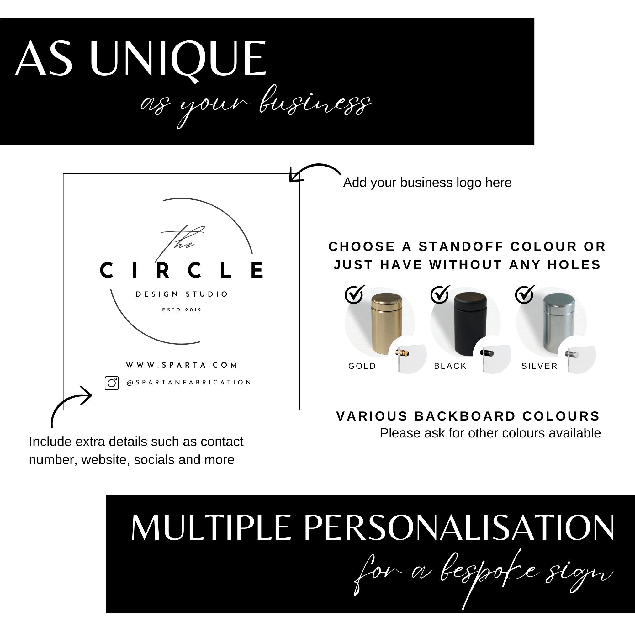 Custom Acrylic Business Logo Sign, Personalised Air BNB Information Plaque, Floating Perspex for Office, Reception, Storefont, Door