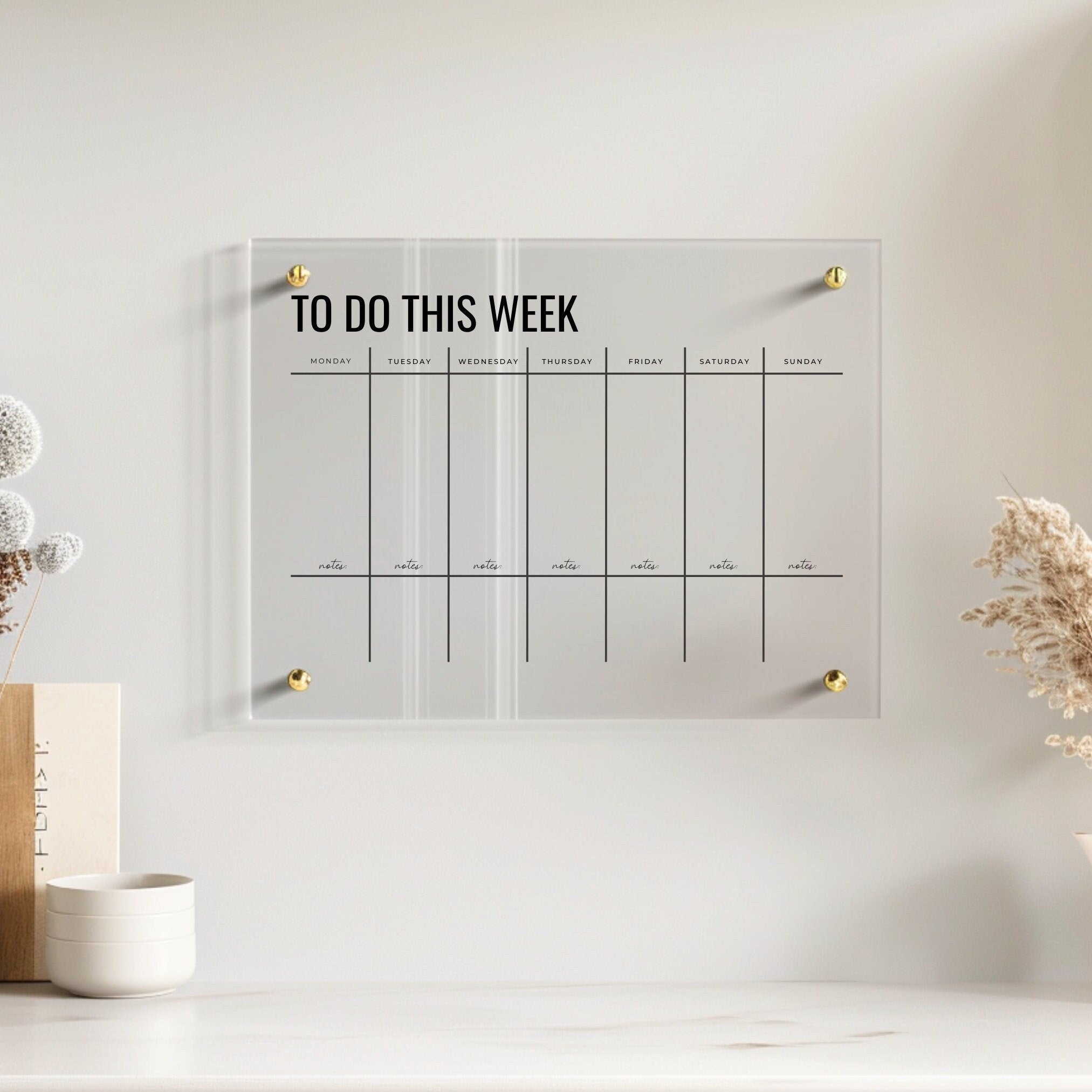 Customisable 2024 Acrylic Wall Planner - Personalised, Eco-Friendly, Daily, Weekly, Monthly, Fitness, Meal & Business Planning