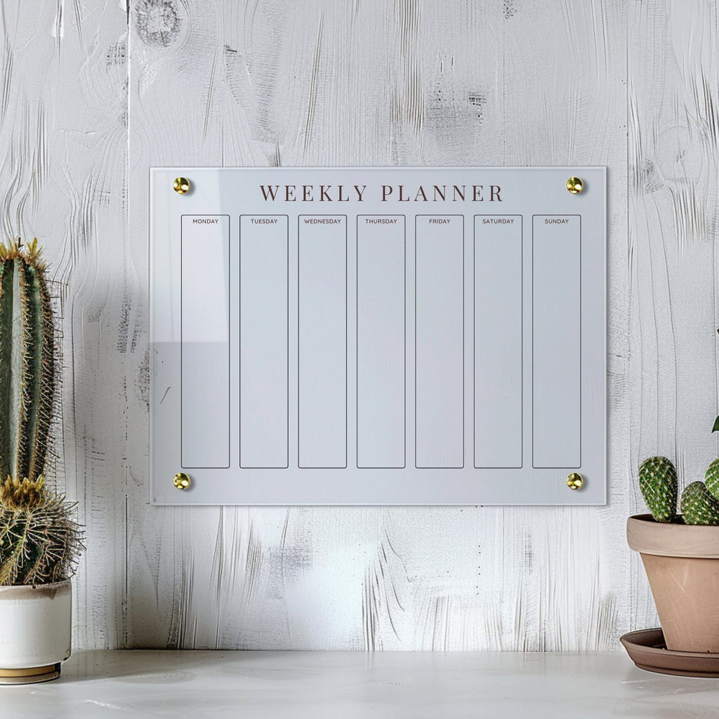 Customisable 2024 Acrylic Wall Planner - Personalised, Eco-Friendly, Daily, Weekly, Monthly, Fitness, Meal & Business Planning