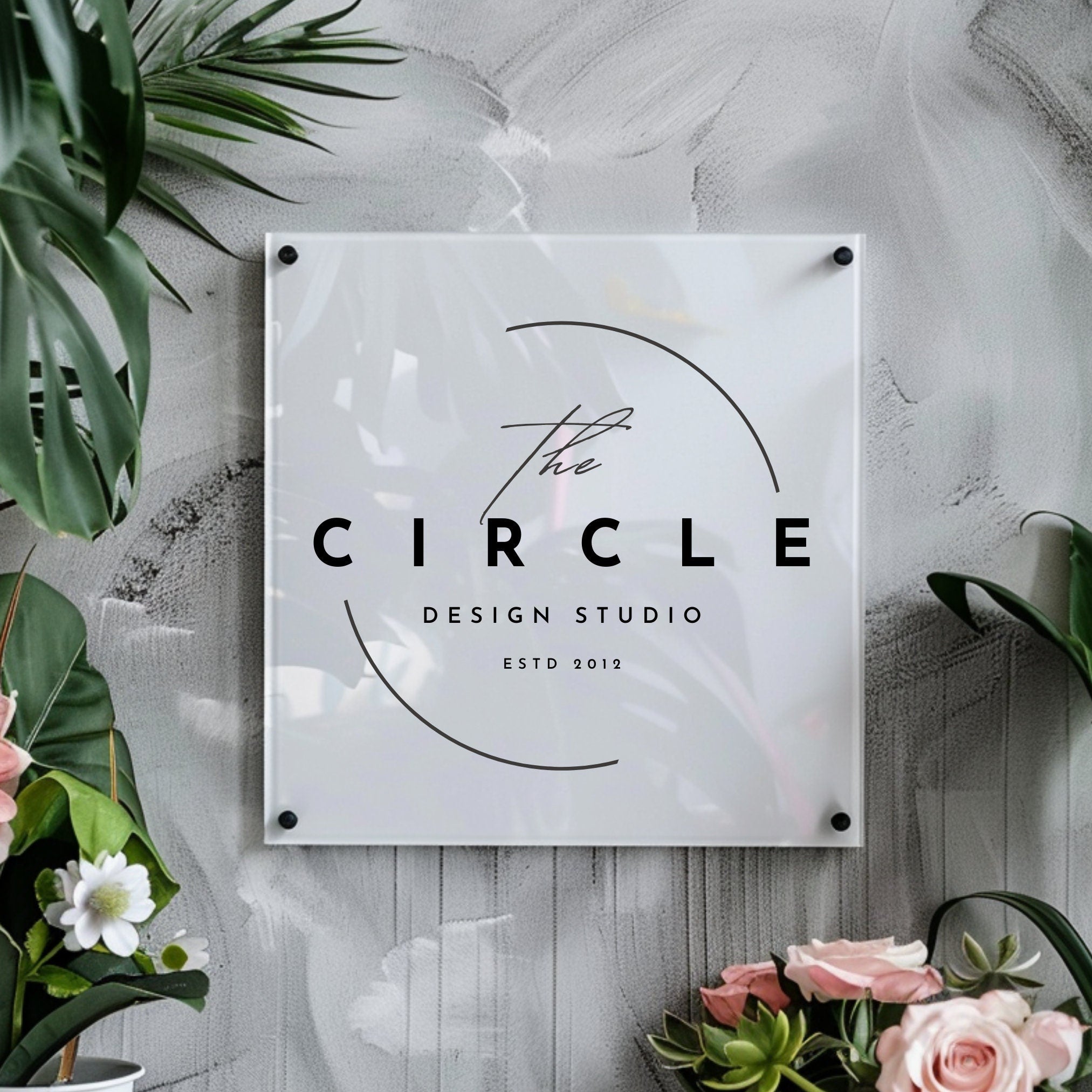 Custom Printed Acrylic Business Logo Sign, Personalised Air BNB Information Plaque, Floating Perspex for Office, Reception, Storefont, Door