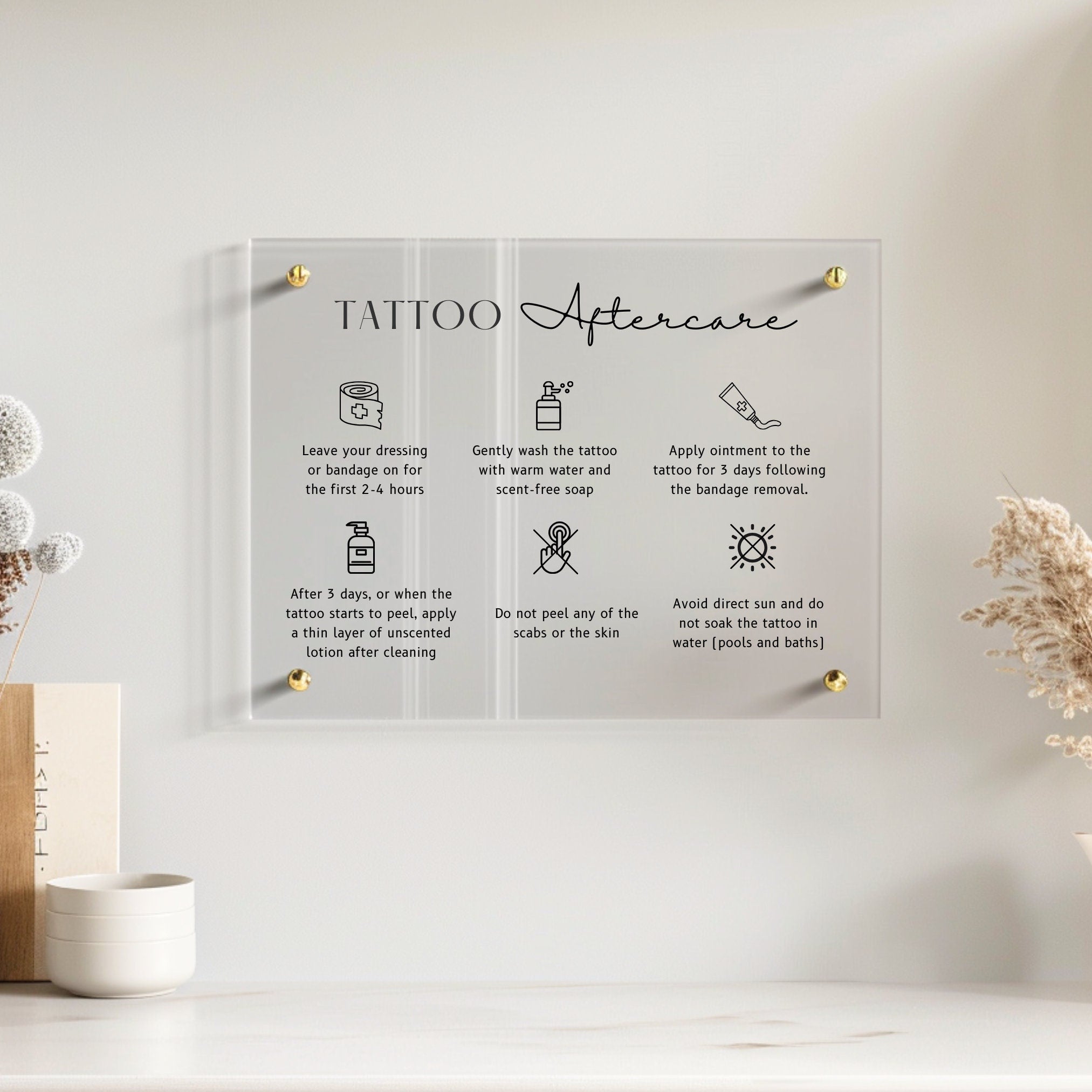 Custom Printed Lip Filler Aftercare Sign, Personalised Beauty Salon Shop Sign, Beautician Therapist Print, QR Code Office, Reception, Door