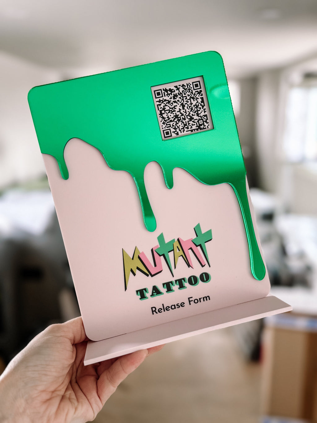 Business Social Media Sign Drip Instagram | Salon Sign | Custom Acrylic Sign | QR Plaque