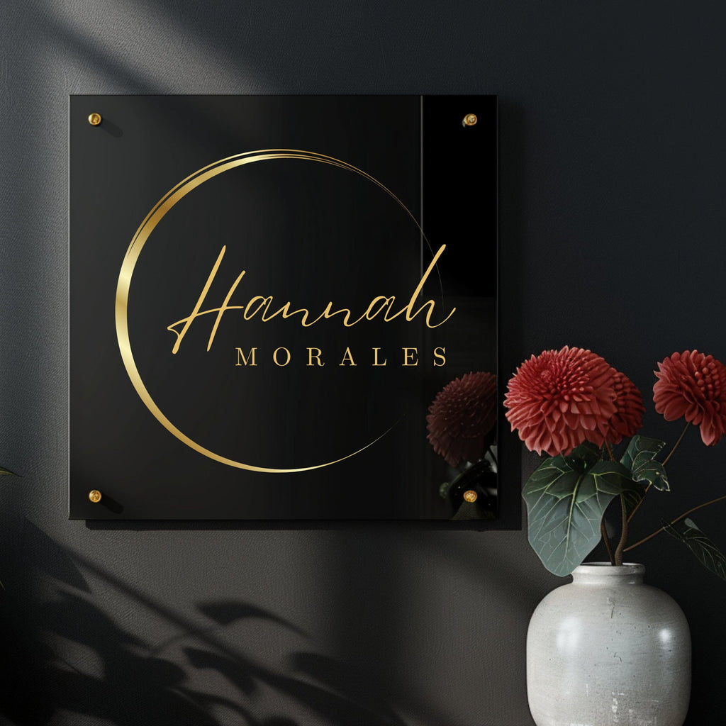 Custom Printed Acrylic Business Logo Sign, Personalised Air BNB Information Plaque, Floating Perspex for Office, Reception, Storefont, Door