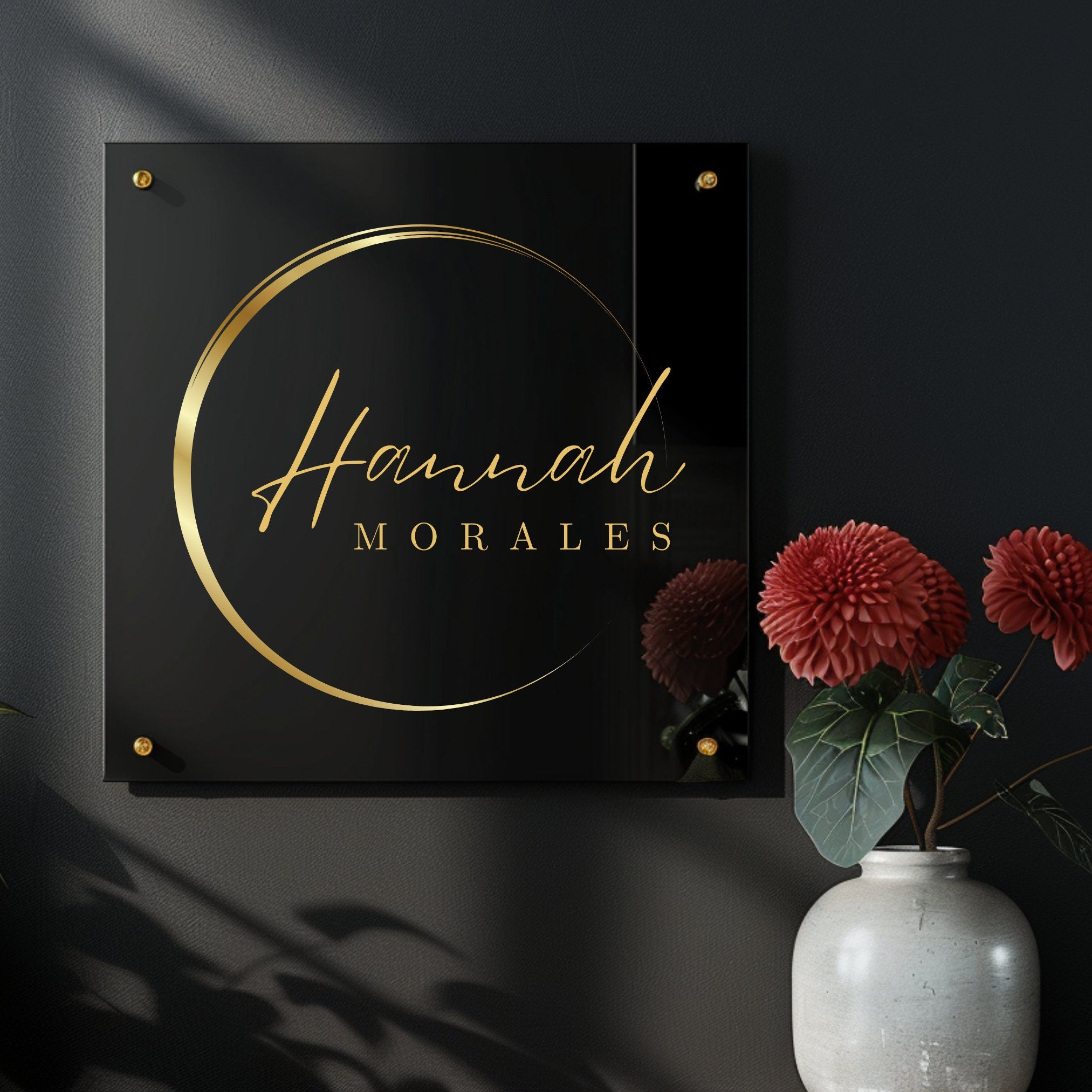 Custom Printed Acrylic Business Logo Sign, Personalised Air BNB Information Plaque, Floating Perspex for Office, Reception, Storefont, Door