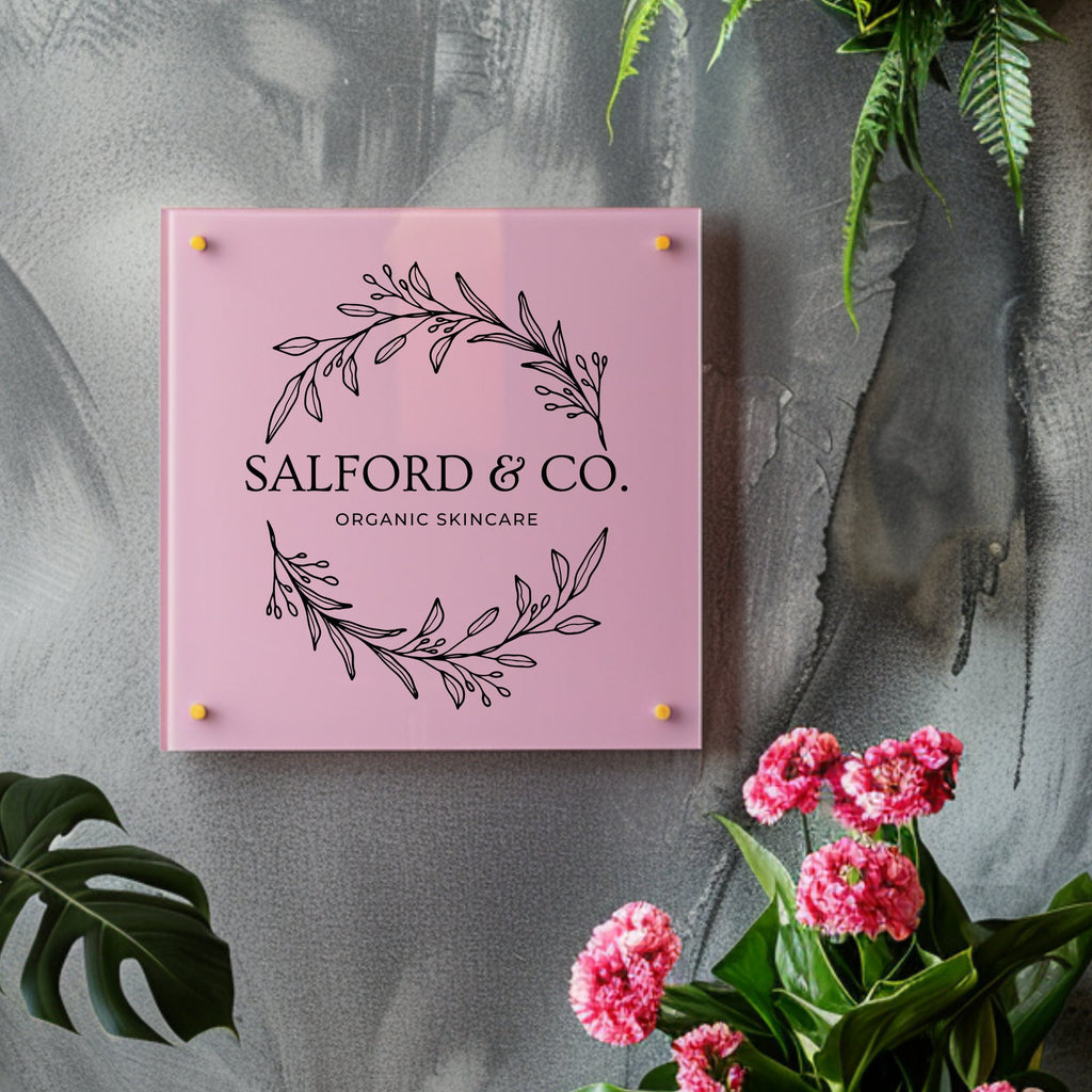 Custom Acrylic Business Logo Sign, Personalised Air BNB Information Plaque, Floating Perspex for Office, Reception, Storefont, Door