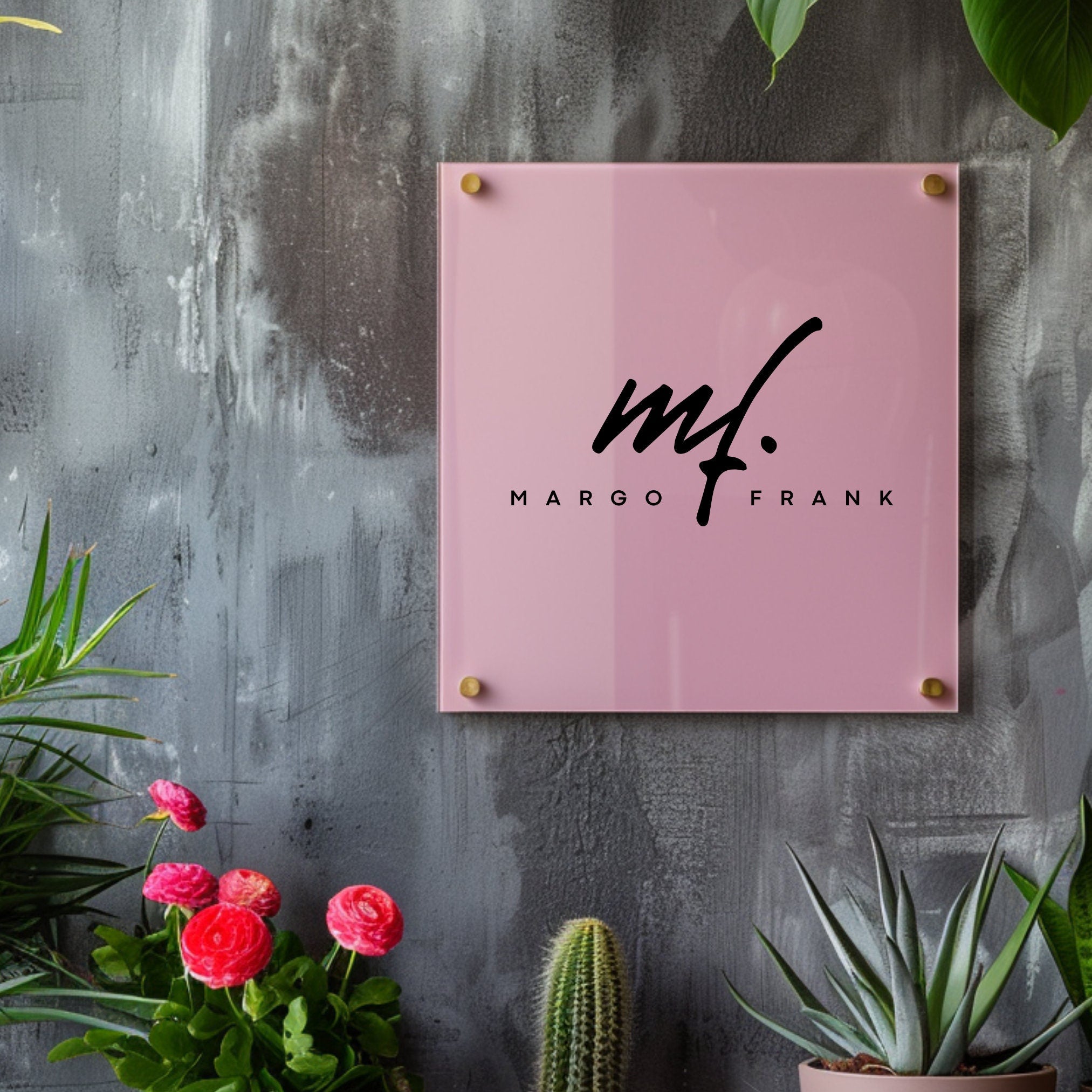 Custom Printed Acrylic Business Logo Sign, Personalised Air BNB Information Plaque, Floating Perspex for Office, Reception, Storefont, Door