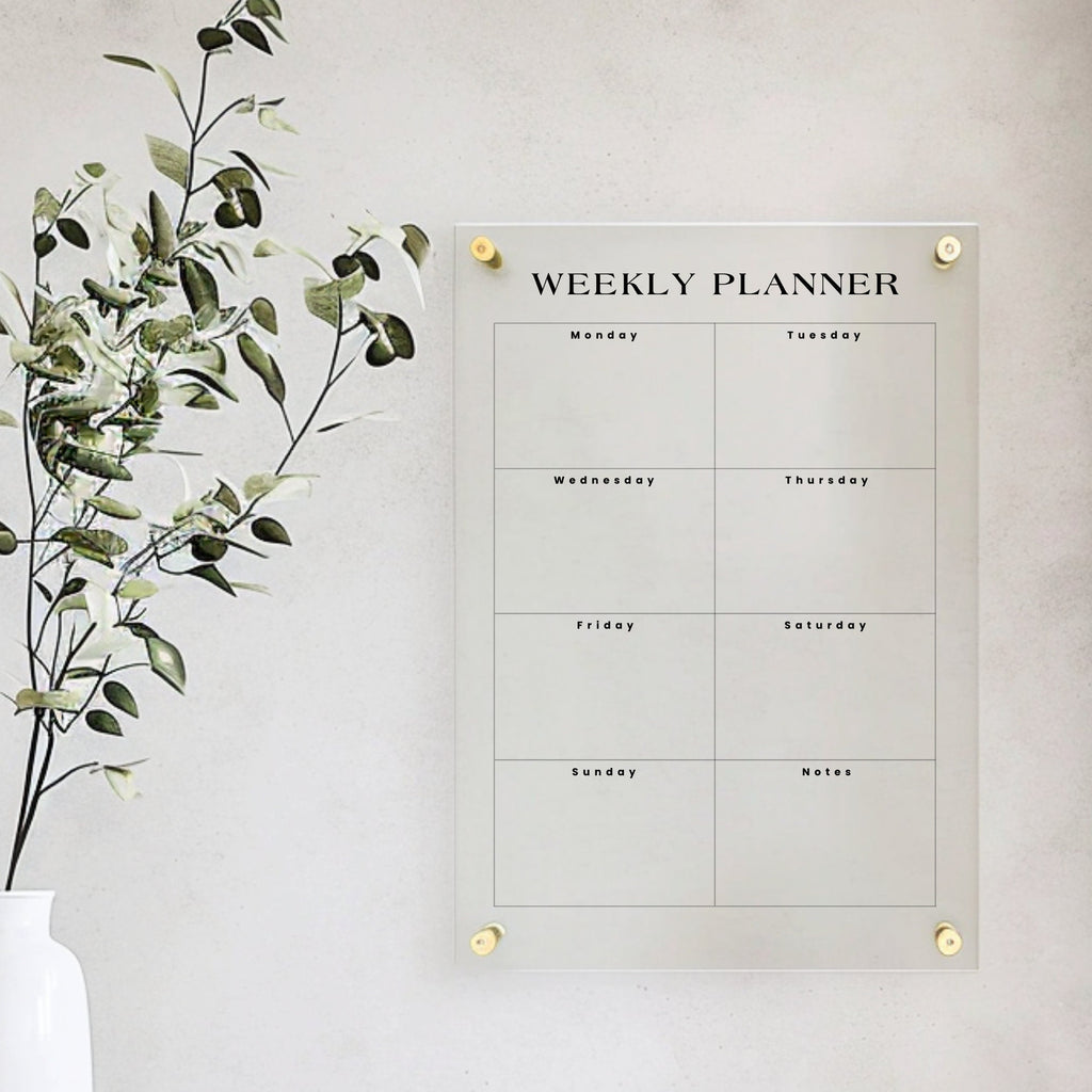 Eco Acrylic Meal Planner Calendar, Dry Erase Wall Planner, Wall Schedule, Home Decor, Housewarming Gift, Weekly and Monthly Planner, A4 A3