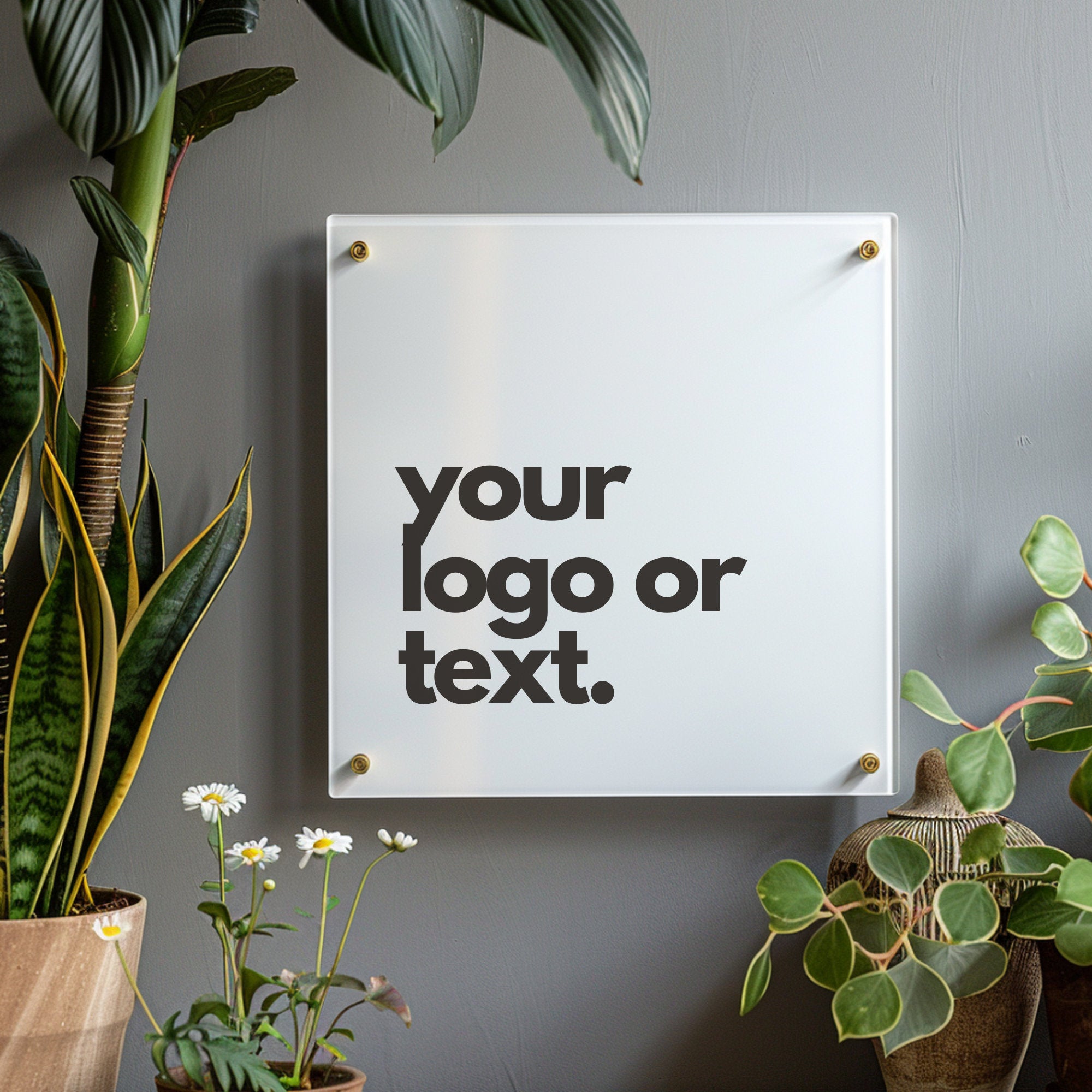 Personalised Square Acrylic Sign, Business Information Plaque, Company Logo Board, Wall Art Quote Perspex for Office, Storefont, Door