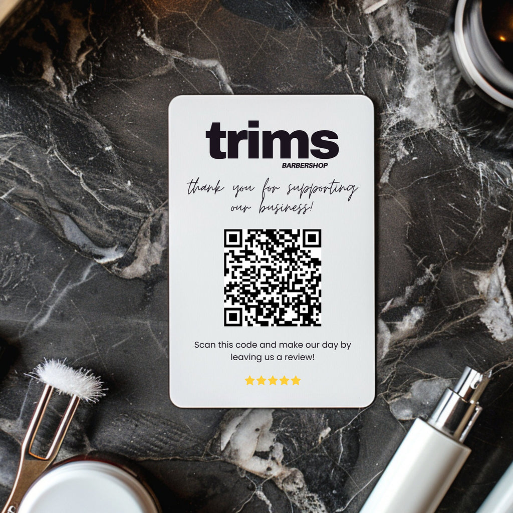 Personalised Mini QR Code Display Sign | Leave a Review Business Plaque| Social Media QR Code Sign | Beauty Sign| Small Business Sign